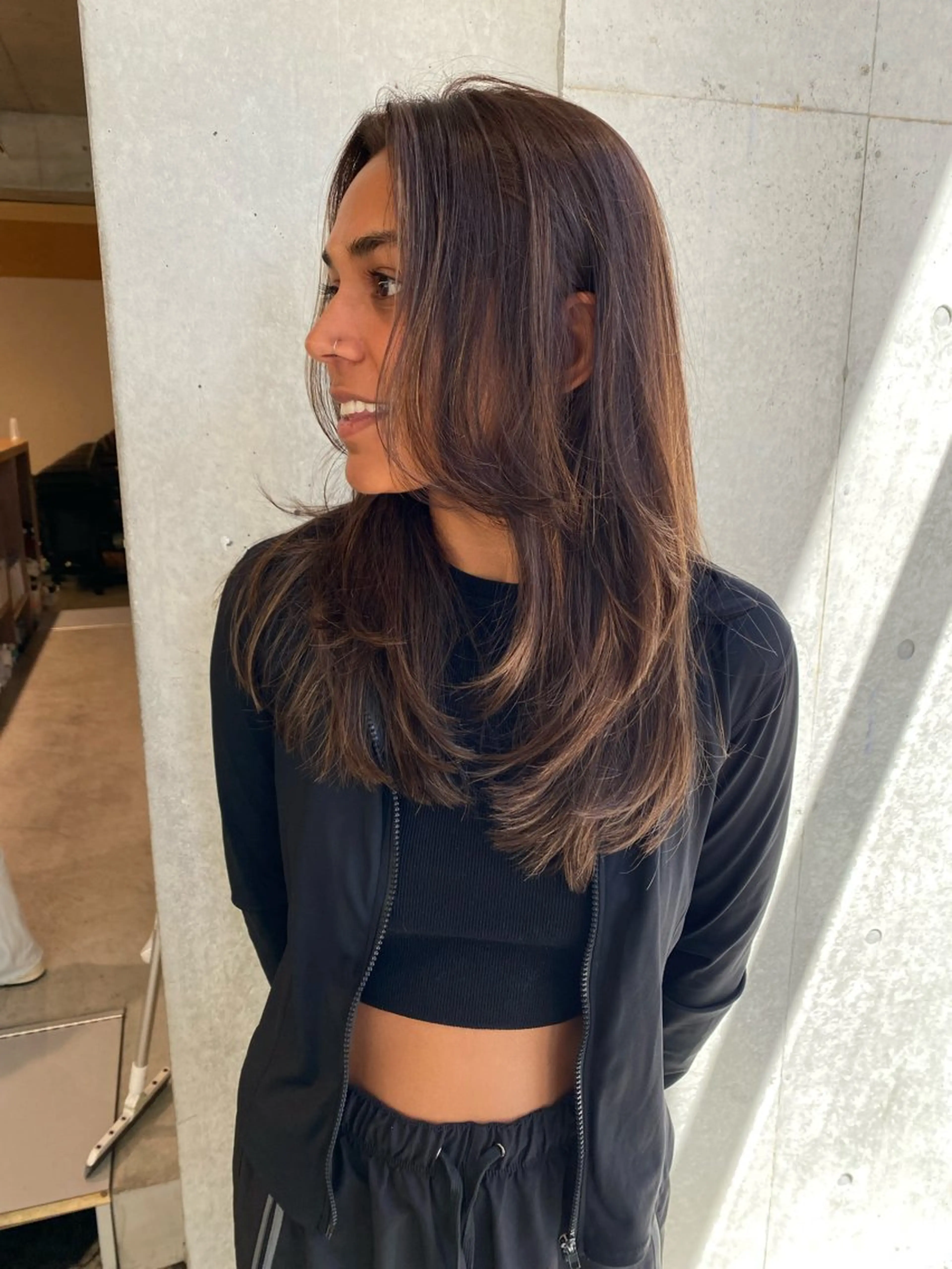 セミロング カラー カット ヘアカラー トリートメント レイヤー/柔色 カラー/SAkiのヘアスタイル