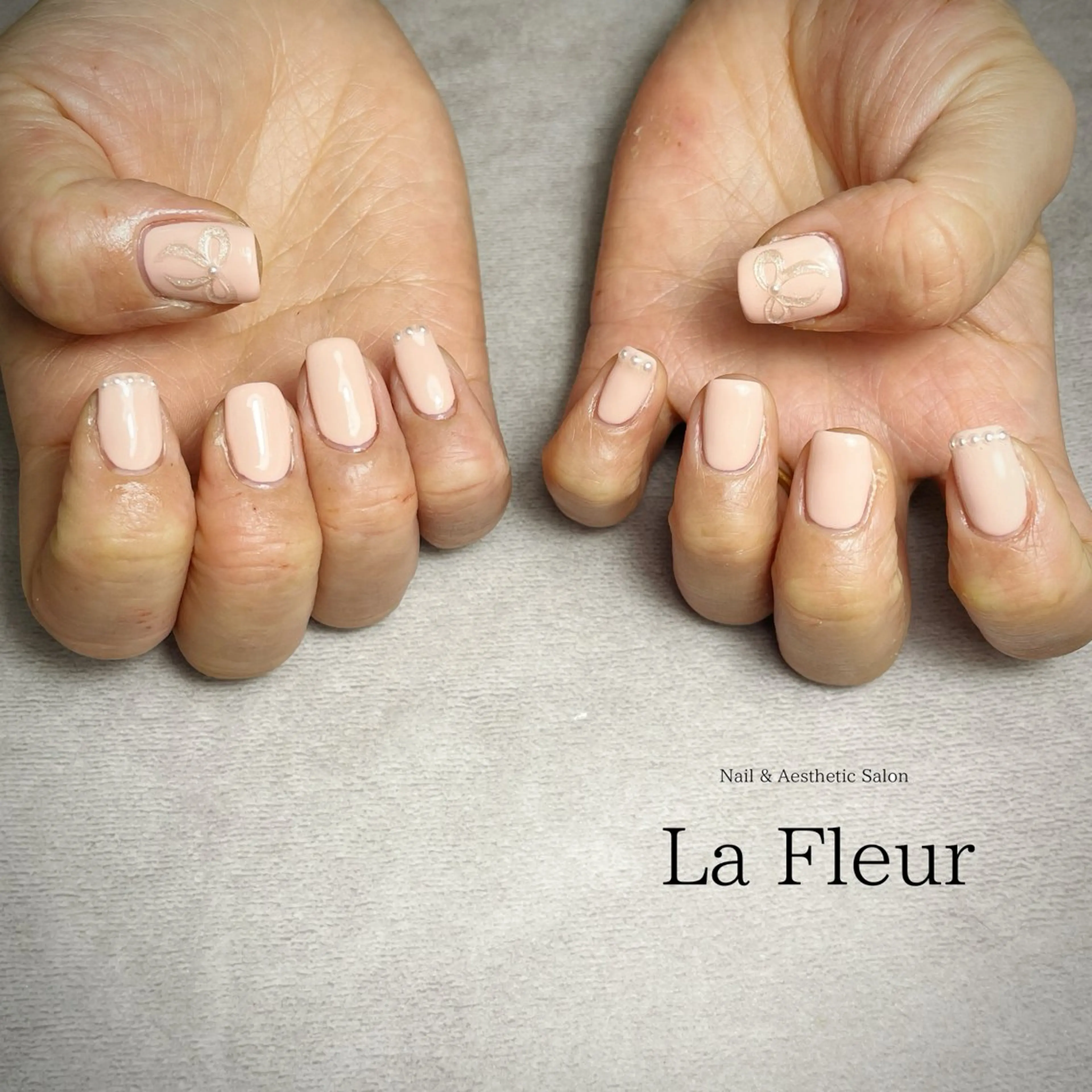 ネイル ピンク ぷっくりネイル リボン 春ネイル ホワイト ハンドネイル K Harukaのネイルデザイン