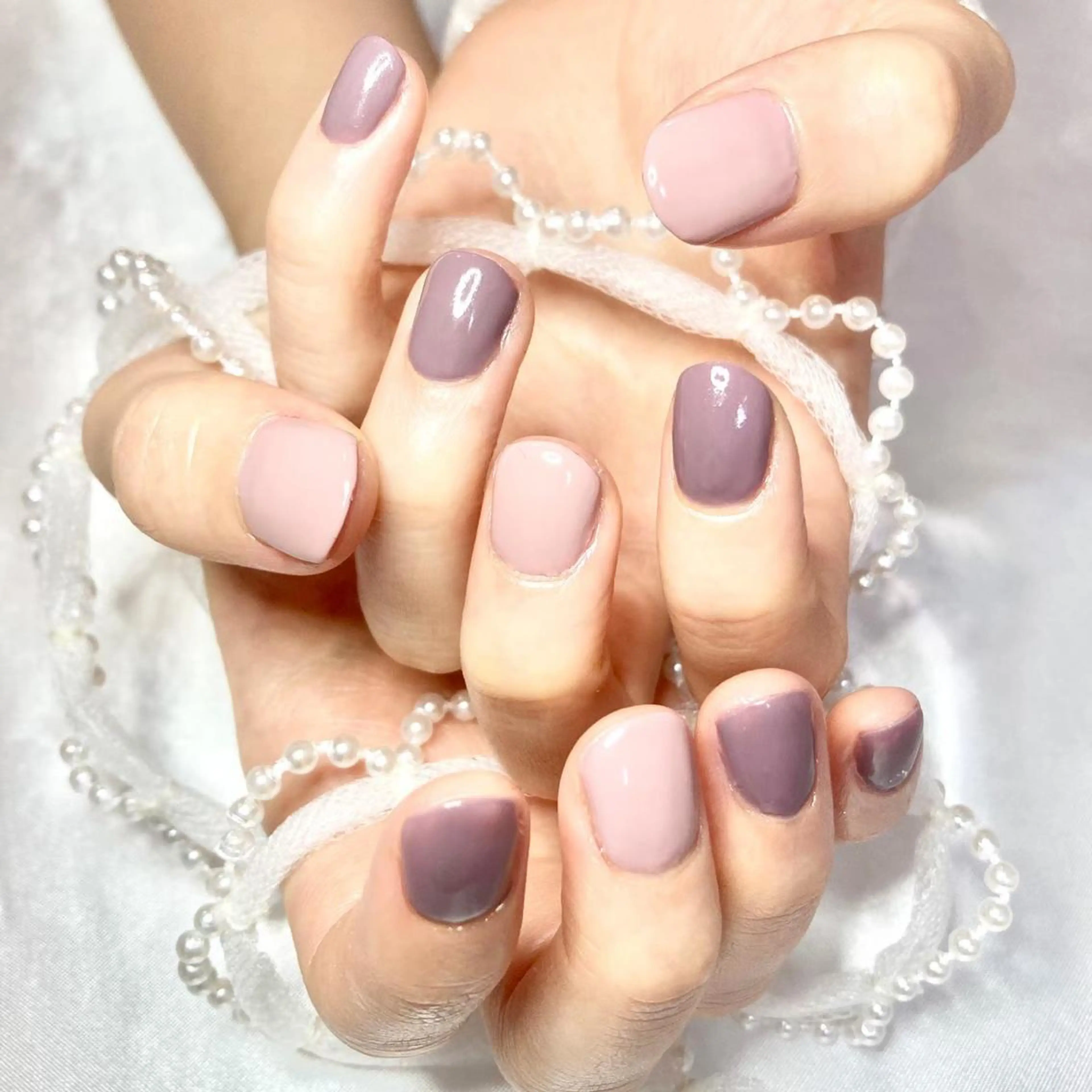 ネイル 韓国ネイル ピンク パープル シンプルネイル ハンドネイル 韓国ネイルサロン Miuのネイルデザイン
