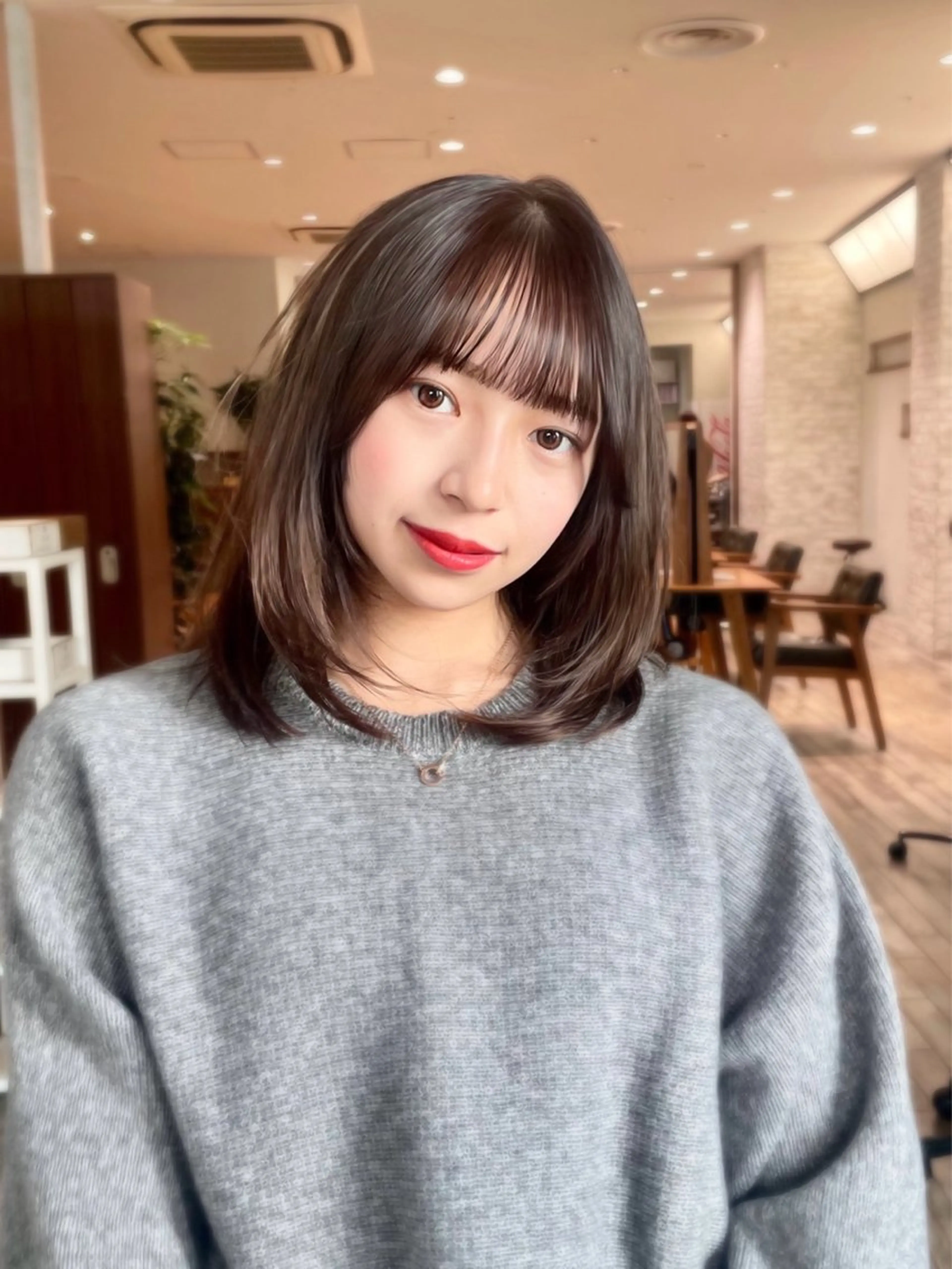 ミディアム カラー ヘアカラー ren ボブロブ/ミディアムのヘアスタイル