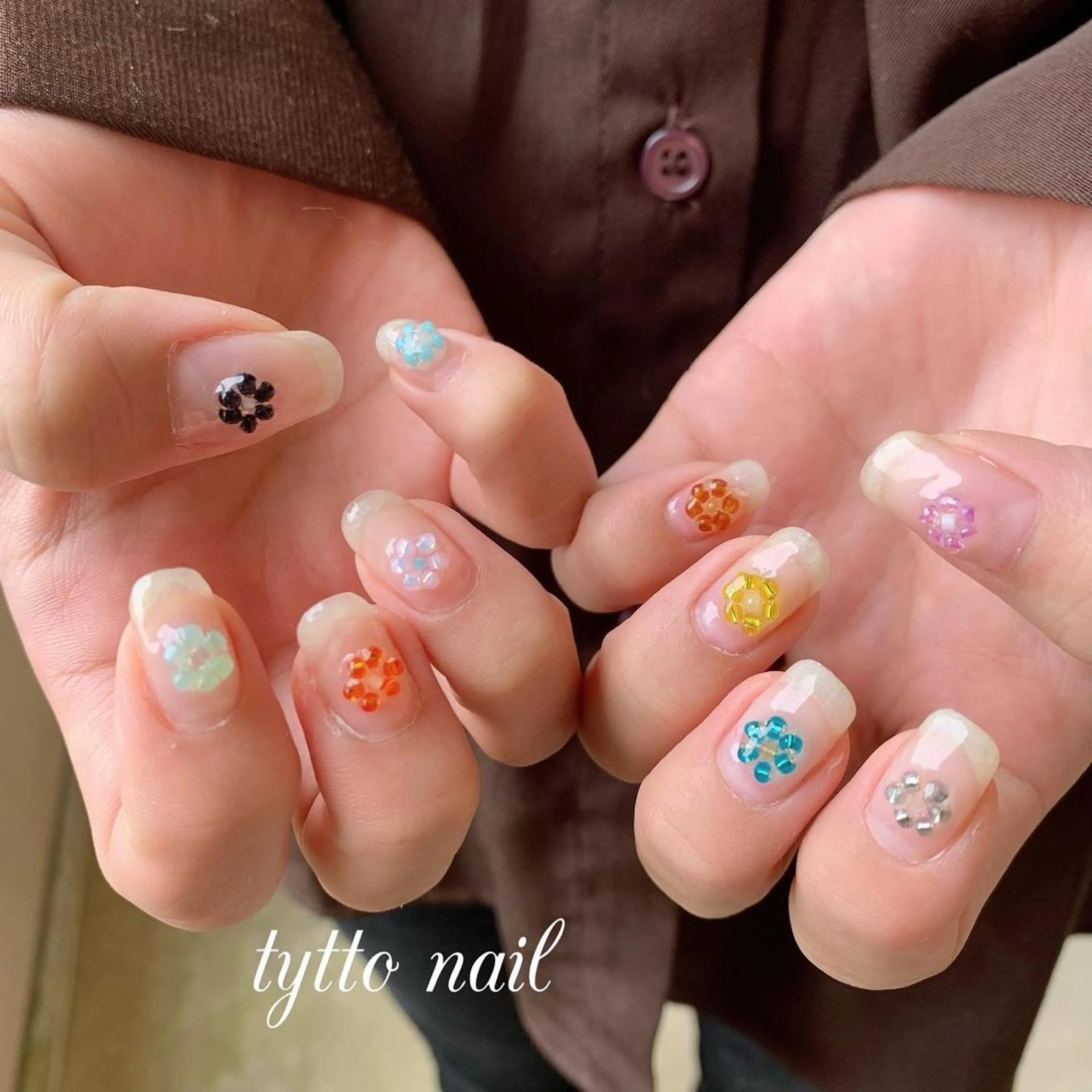 ネイル クリアネイル フラワーネイル 韓国ネイル ハンドネイル tytto nail ❤︎‪‪eri‪‪のネイルデザイン
