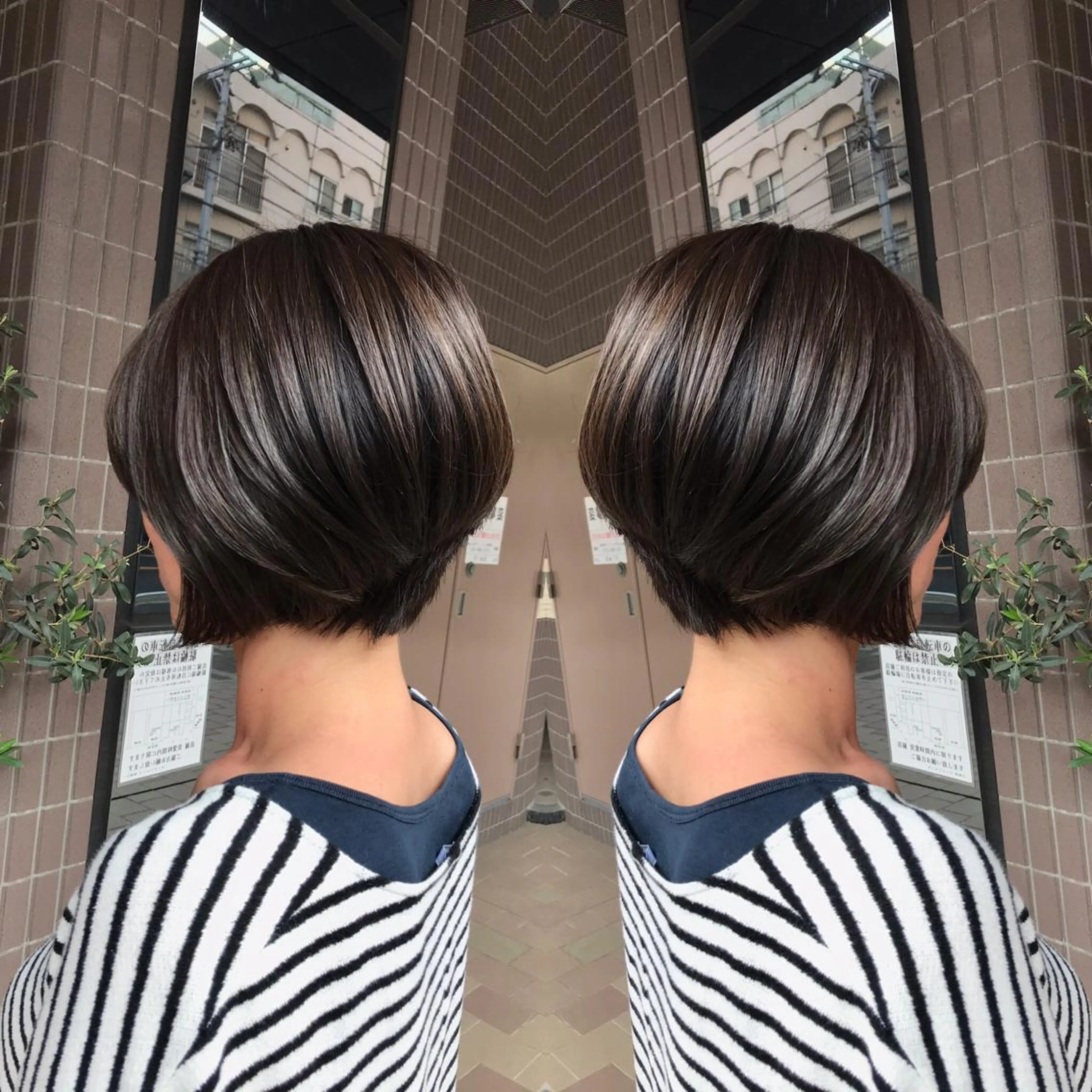 ショート ショートボブ アッシュ アッシュグレー ボブ ショートヘア 正分 真美のヘアスタイル