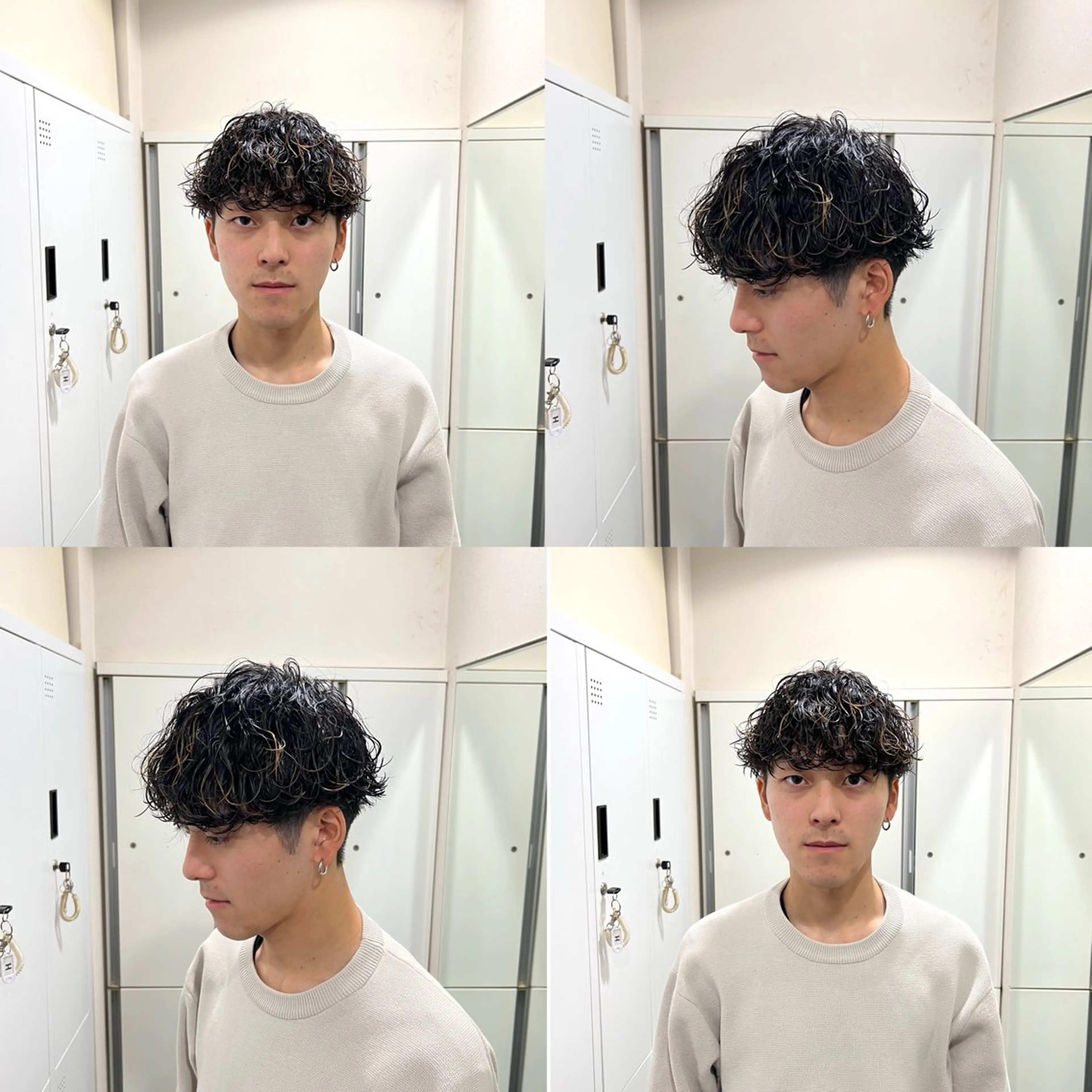 ショート カラー パーマ メンズ メンズメッシュ メンズパーマ 波巻きパーマ メッシュ スパイラルパーマ 茅ヶ崎パーマ特化/ スパイラル/ハルキのヘアスタイル