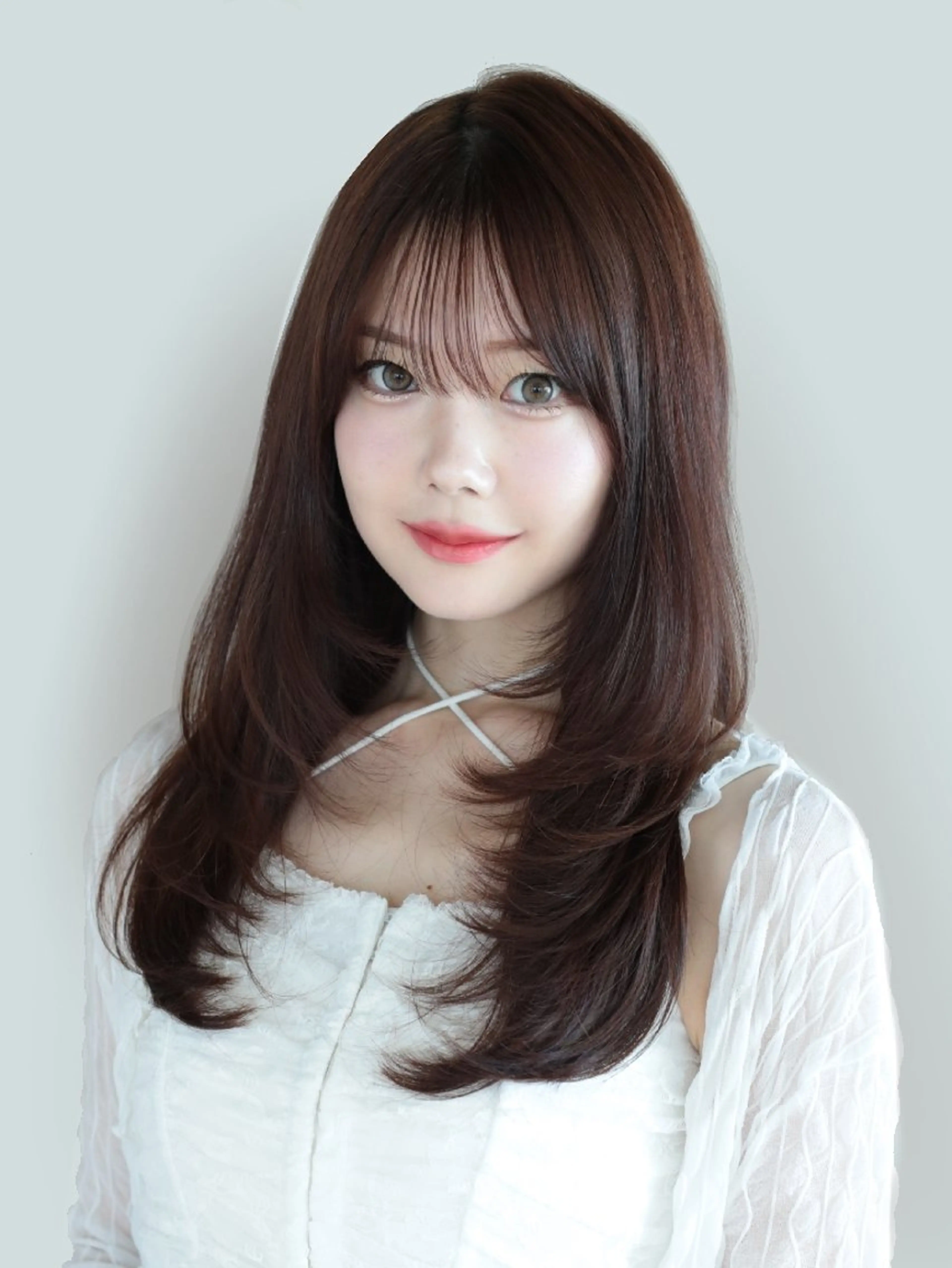 セミロング ヘアカラー トリートメント Nanako。/韓国 ヘア/顔周りカットのヘアスタイル