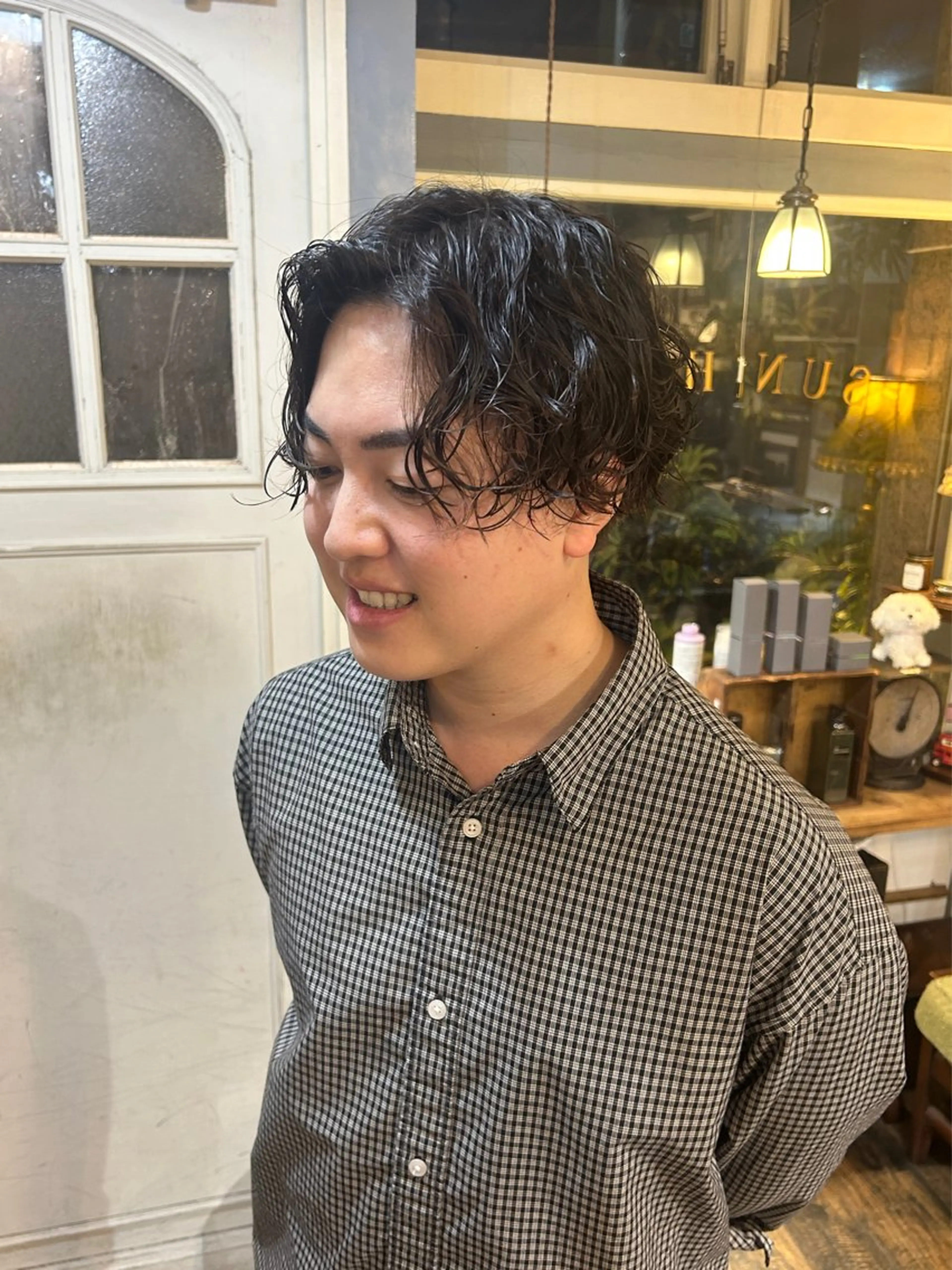 ショート パーマ メンズ カット パーマ 清水千優/パーマ/透 明感カラー/メンズのヘアスタイル