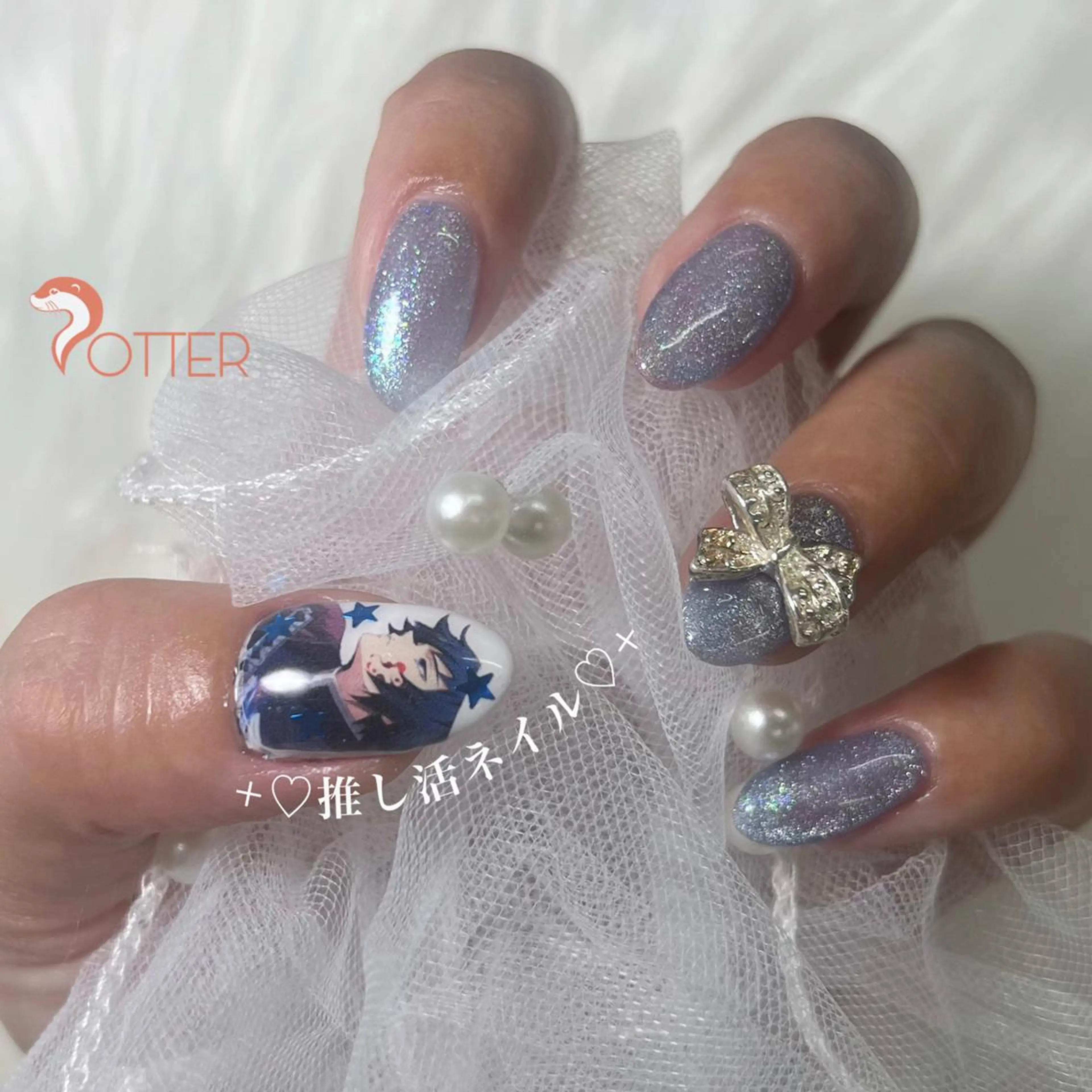 プリントネイル２本＋ワンカラー(オフ別途)の写真