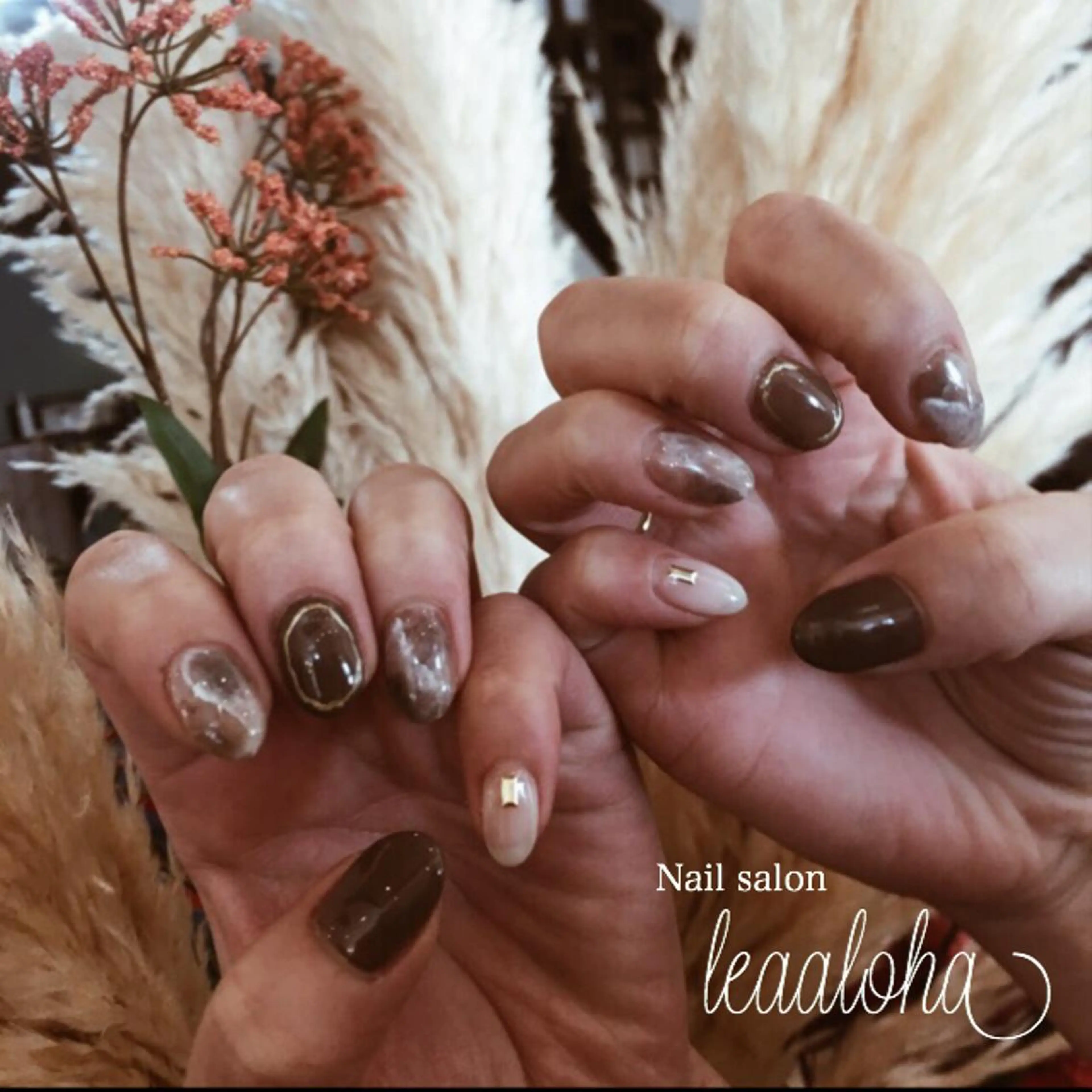 ネイル アートネイル ブラウン クリアネイル フットネイル ジェルネイル ハンドネイル フットネイル leaaloha　byBROWN HAIR所属・レアアロハ宇都宮 /ネイル.メンズ脱毛のネイルデザイン