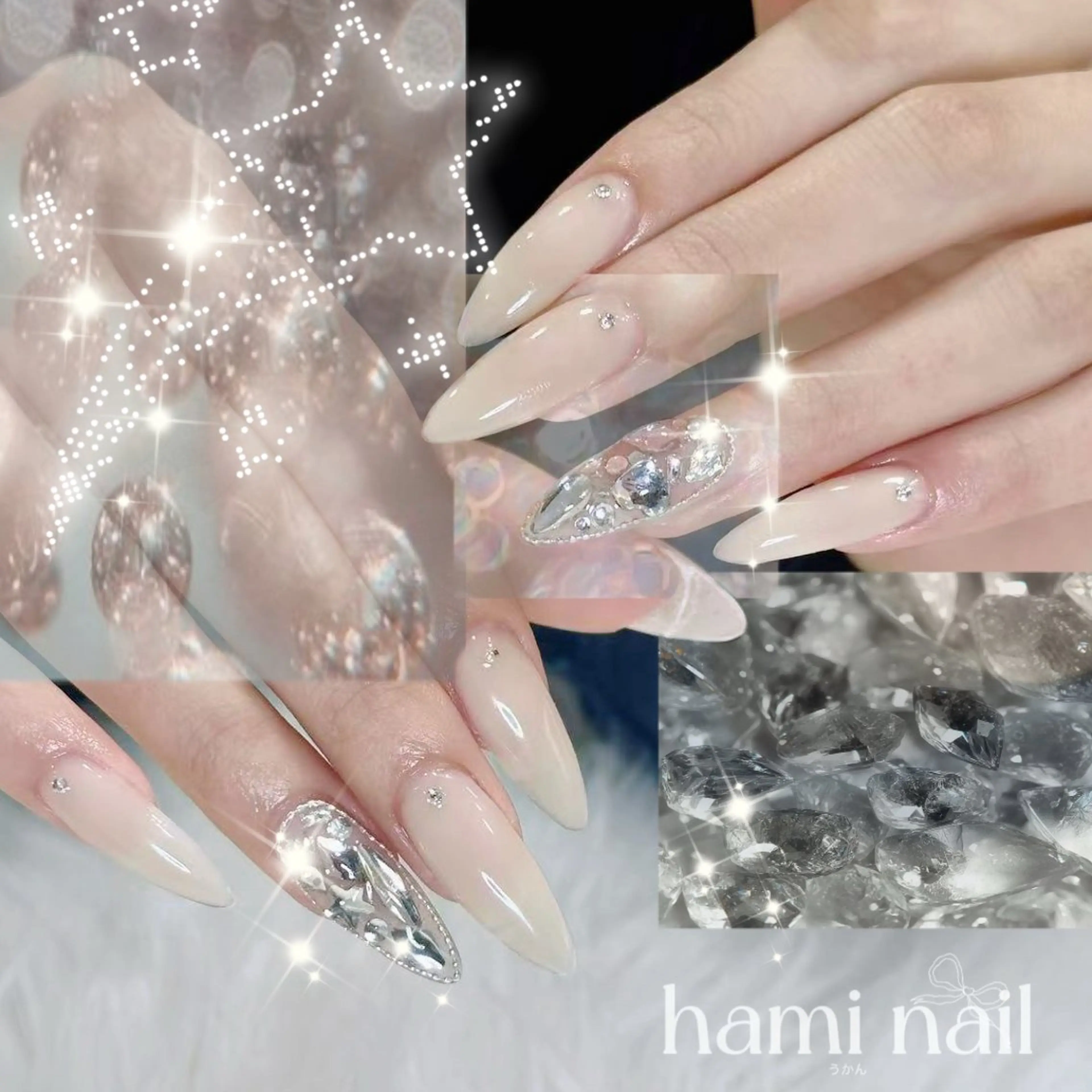 ネイル ハンドネイル ハンドケア 🎀うかん 🎀チップ長さ出しのネイルデザイン