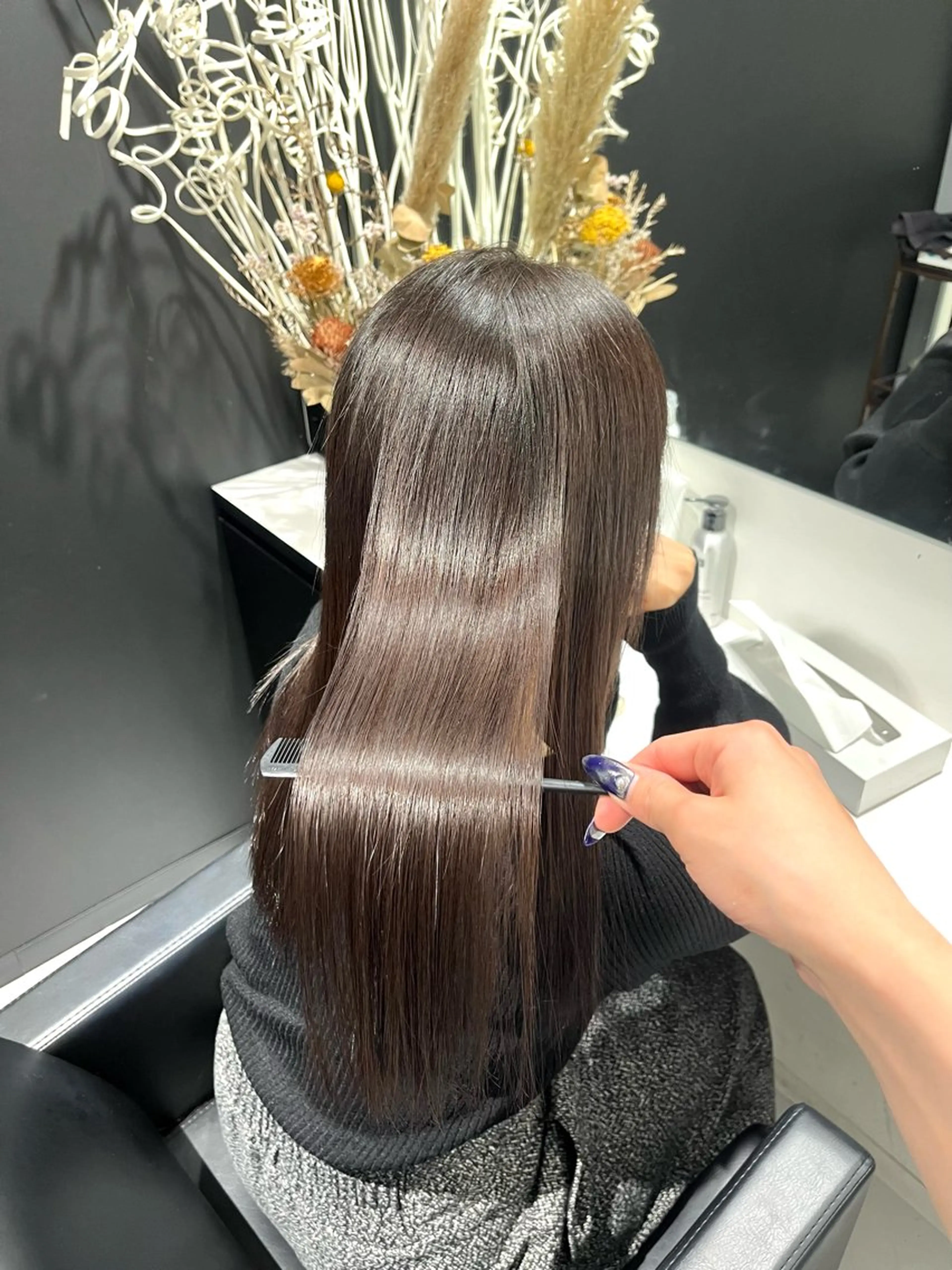 ロング パーマ 縮毛矯正 トリートメント 髪質改善/縮毛矯正 艶カラー/珠聡のヘアスタイル