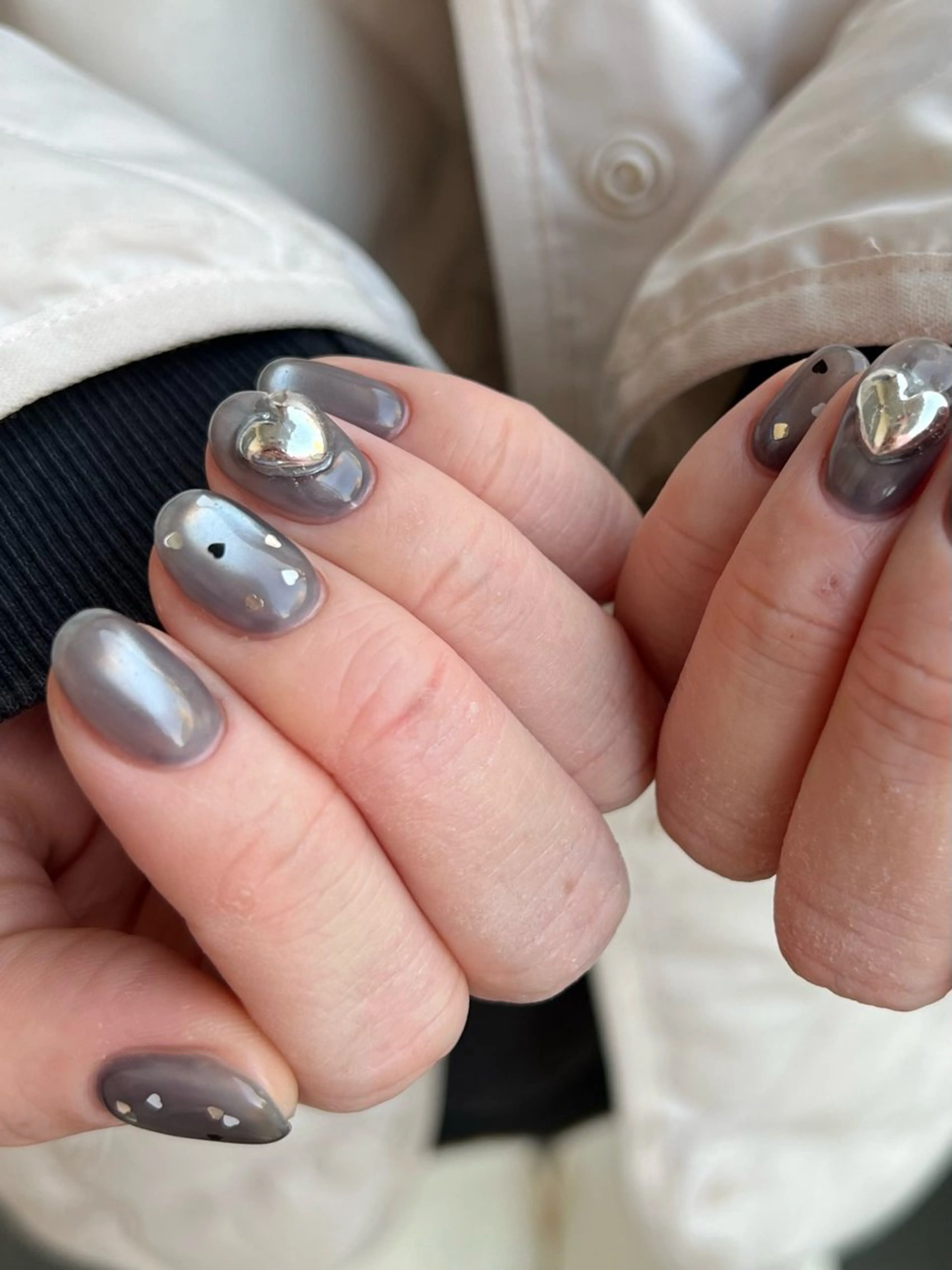 ネイル ハート マグネットネイル ネイビー kuga amiのネイルデザイン