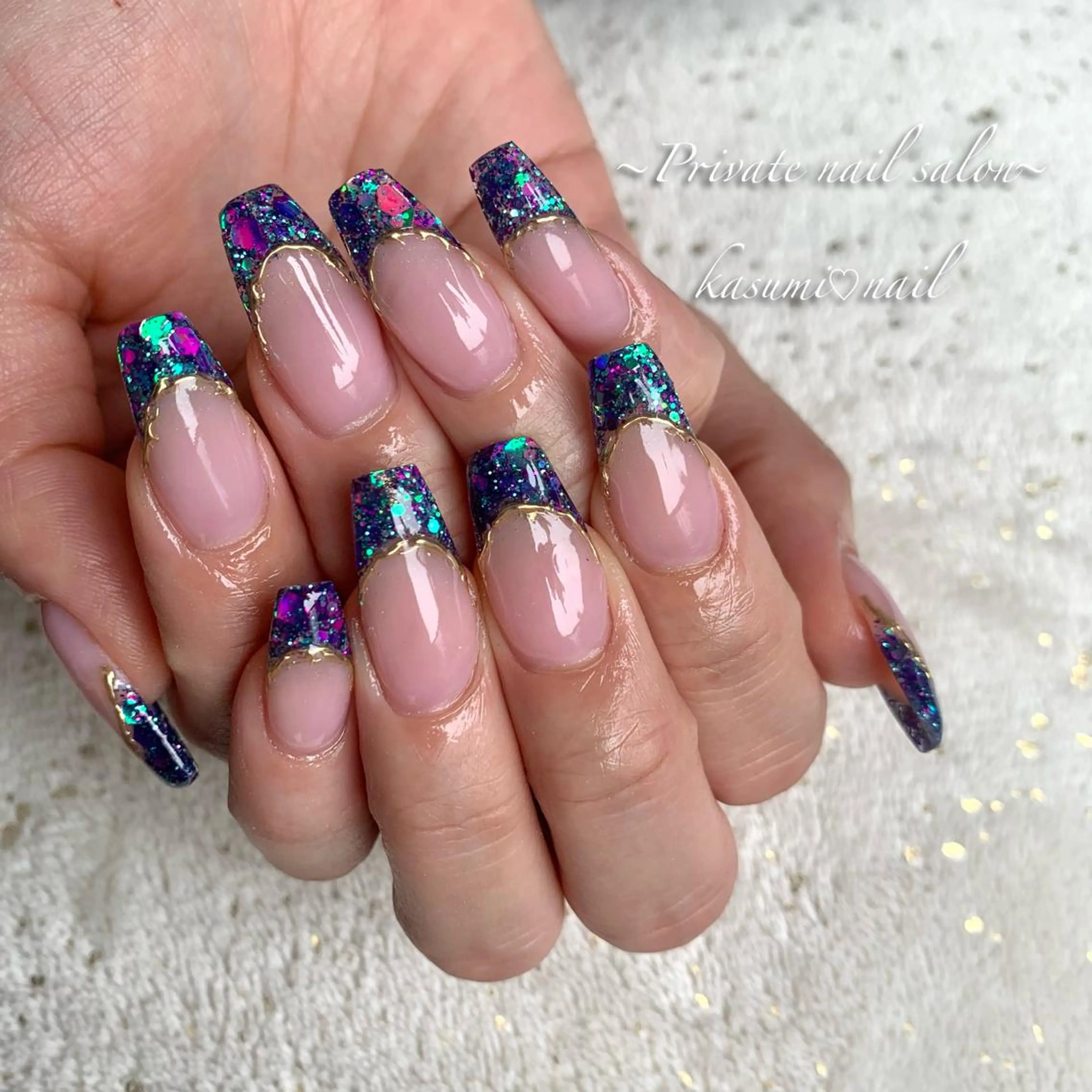 ネイル アートネイル ラメ(グリッター) マグネットネイル ミラーネイル 持ち込み KASUMI♡ Nailのネイルデザイン