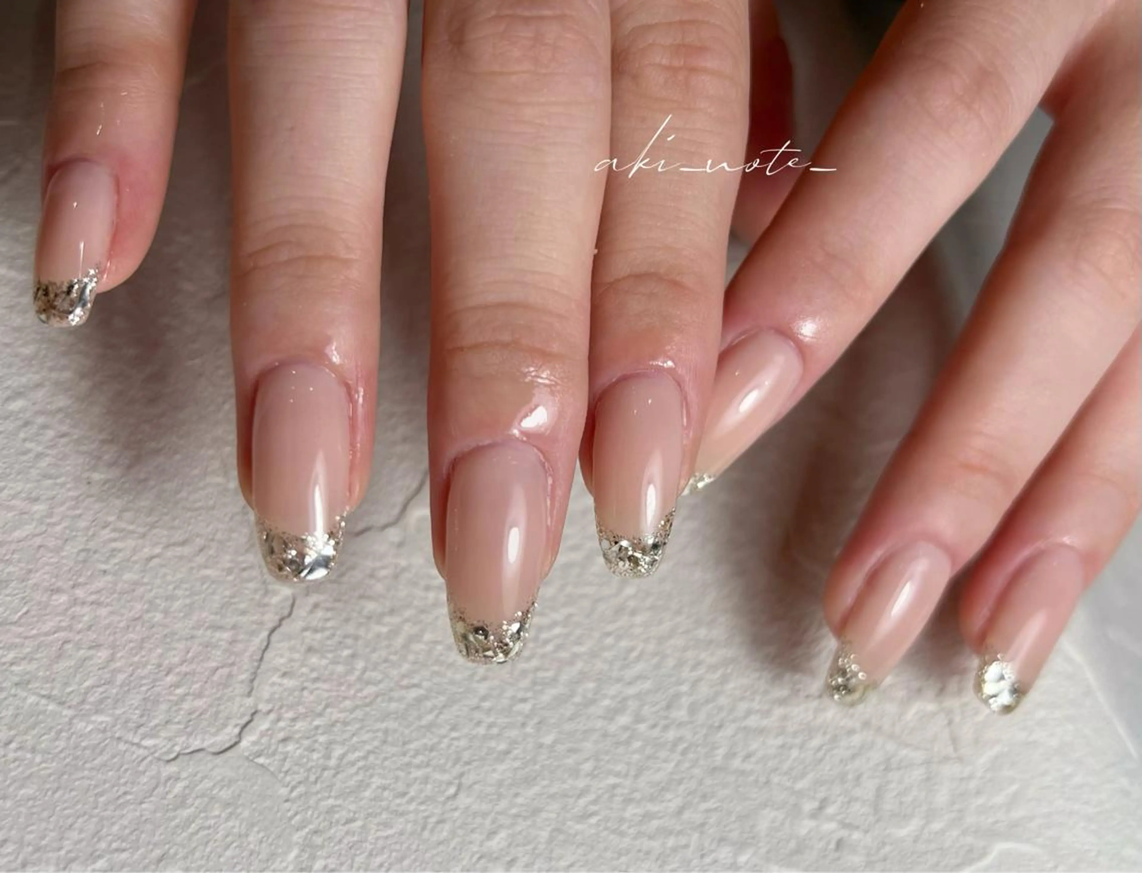 ネイル フレンチネイル ガラスフレンチ ハンドネイル フットネイル GRANDE大須 栄/店長 aki🌙のネイルデザイン