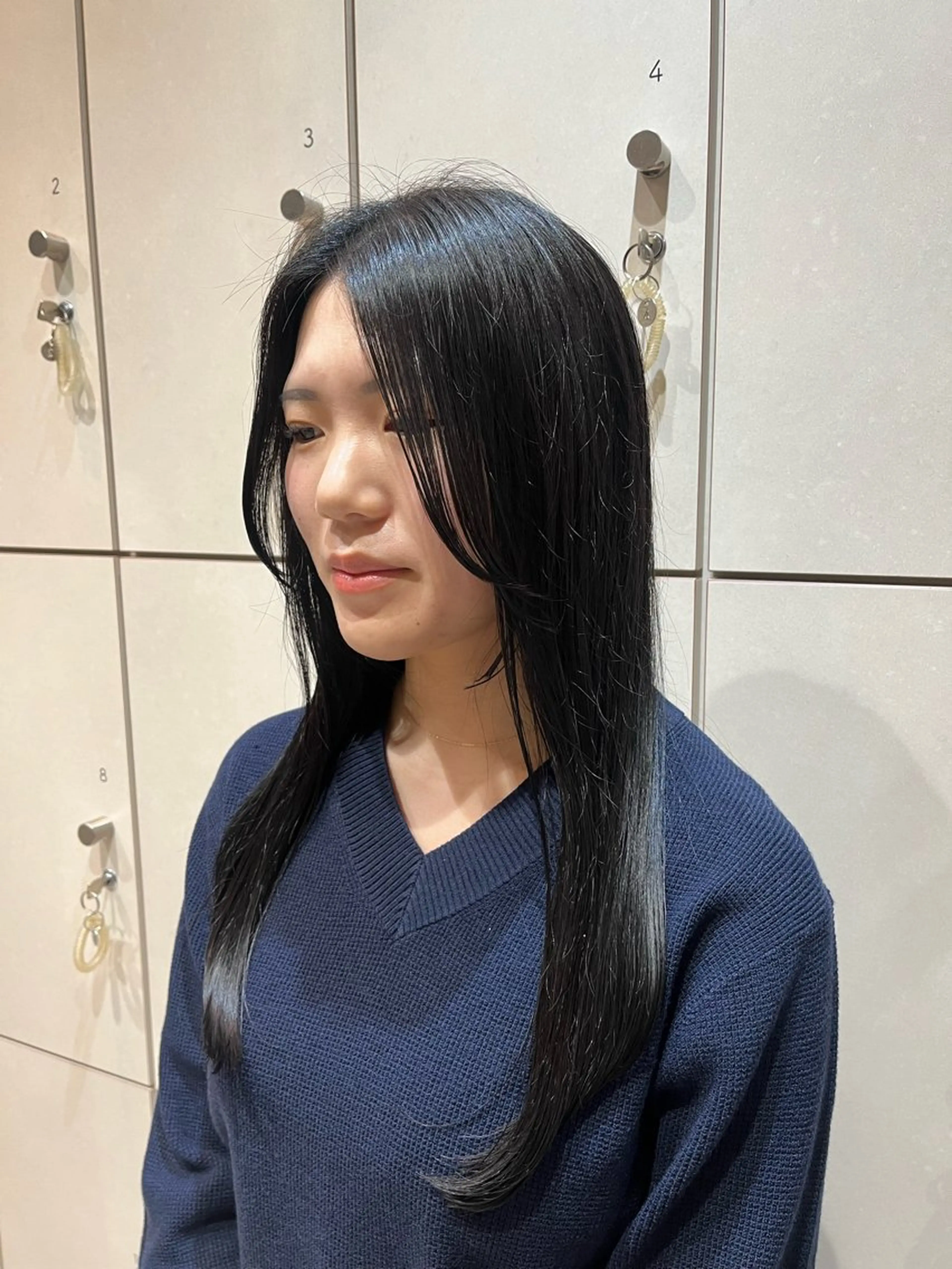 ロング カラー らいむ/ レイヤー/パーマのヘアスタイル