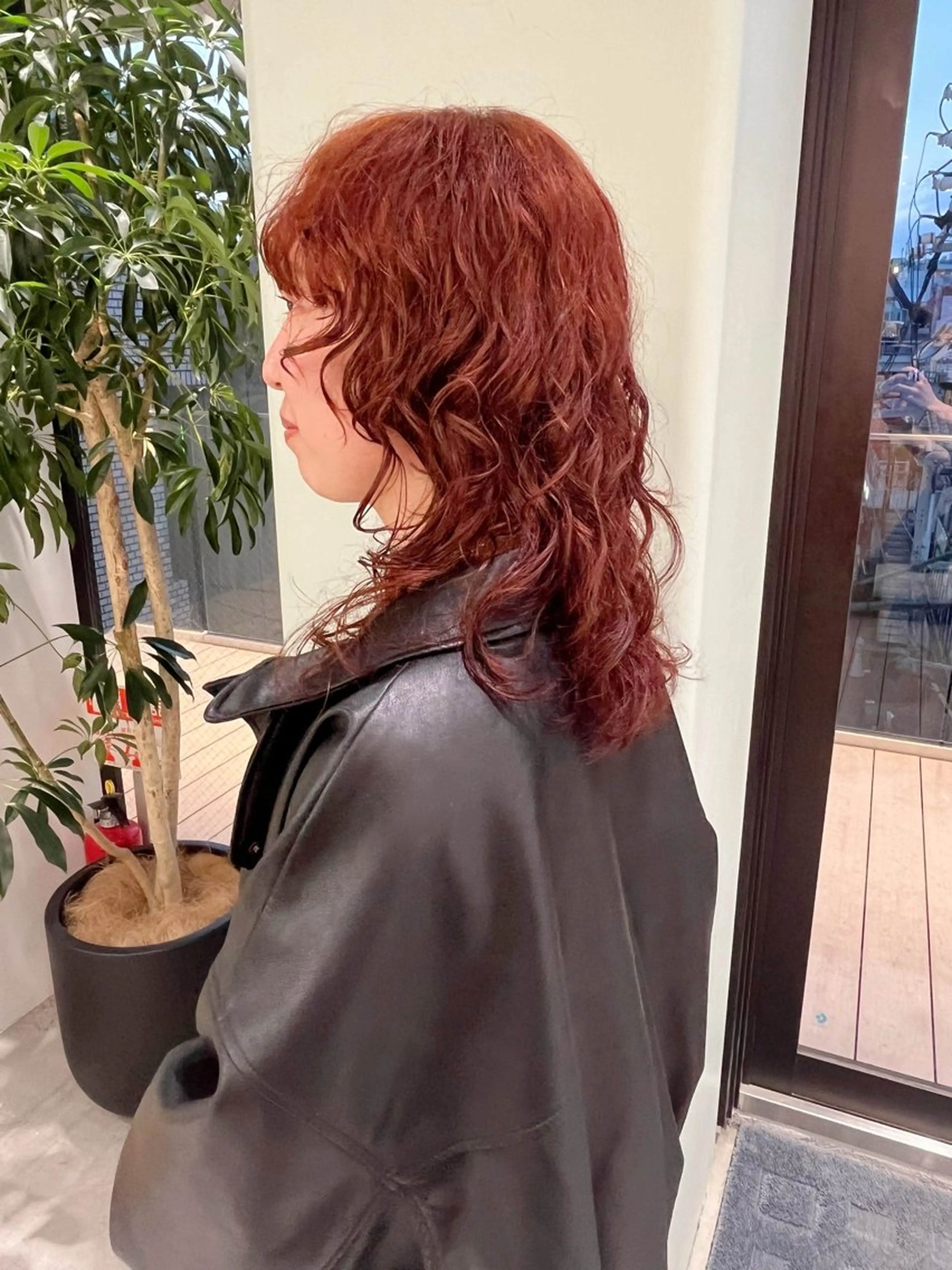 セミロング カラー セミロングパーマ ブリーチ ダブルカラー ブリーチなしカラー オレンジ カット ヘアカラー 原宿パーマ kazuのヘアスタイル