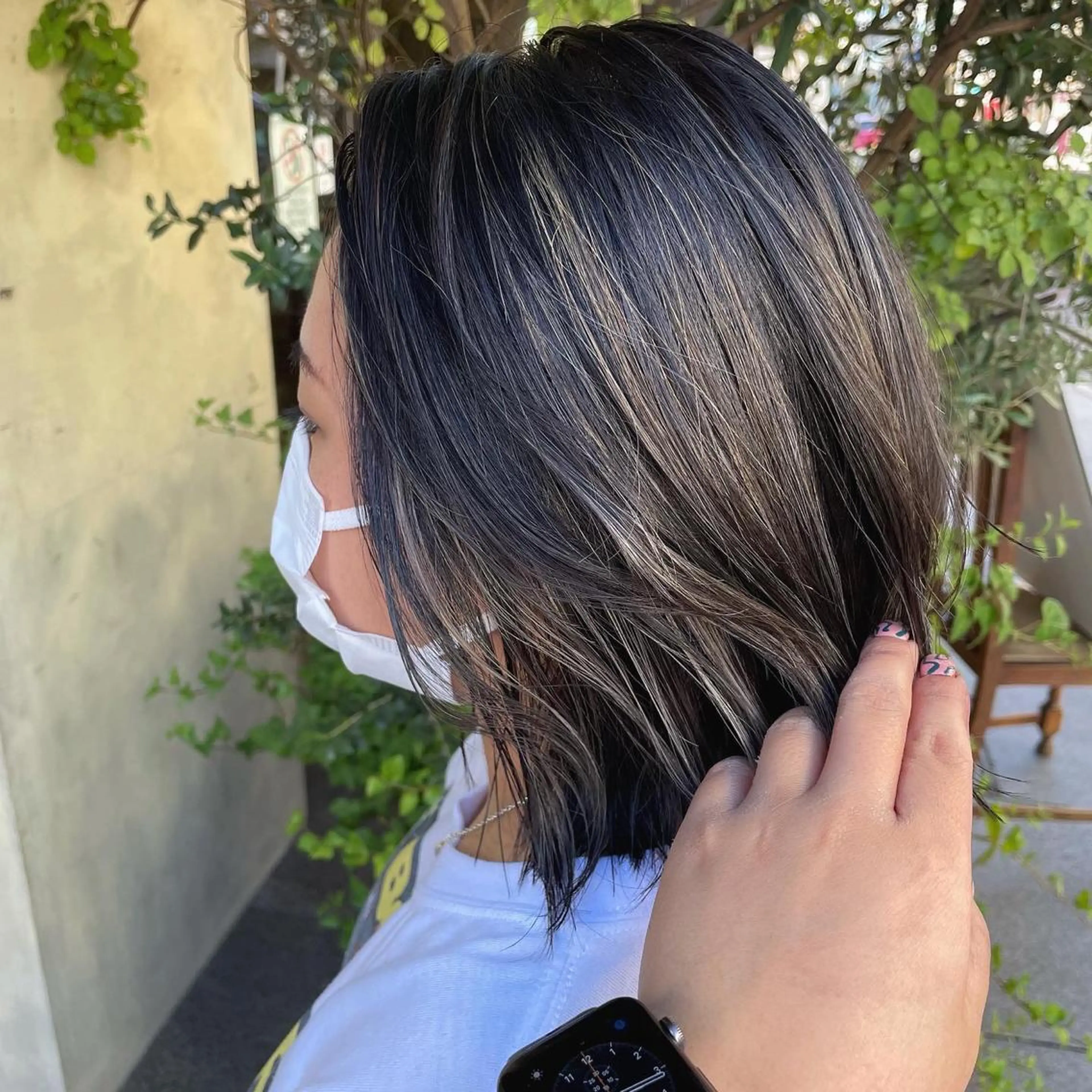 ショート カラー ハイライトカラー ハイライト 髪質改善 トリートメント AMI ウルフパーマ/メンズのヘアスタイル