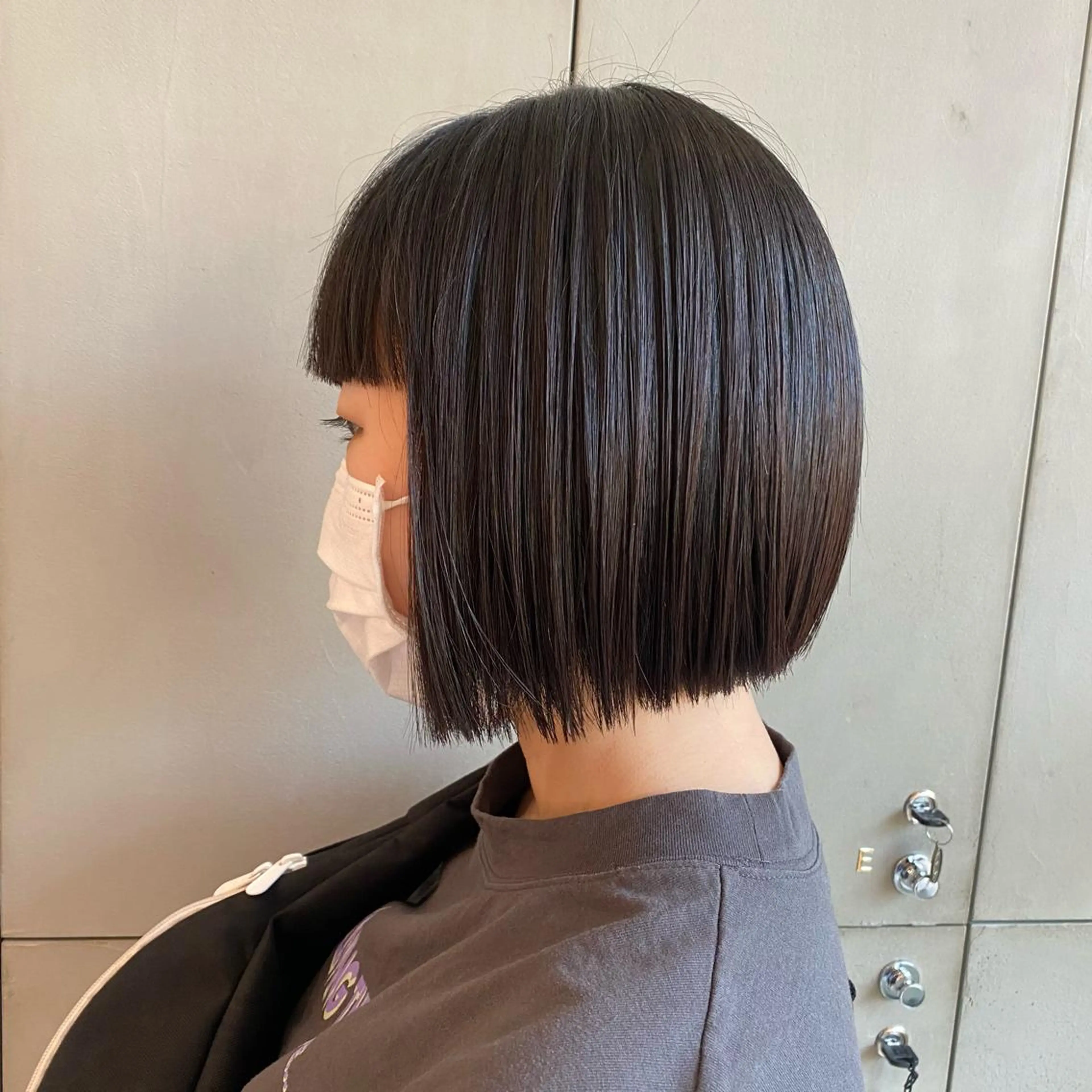 ショート カラー 切りっぱなしボブ ボブ カット ヘアカラー ｱｵﾇﾏﾐﾕ☁️ /ボブ/ハイトーン/のヘアスタイル