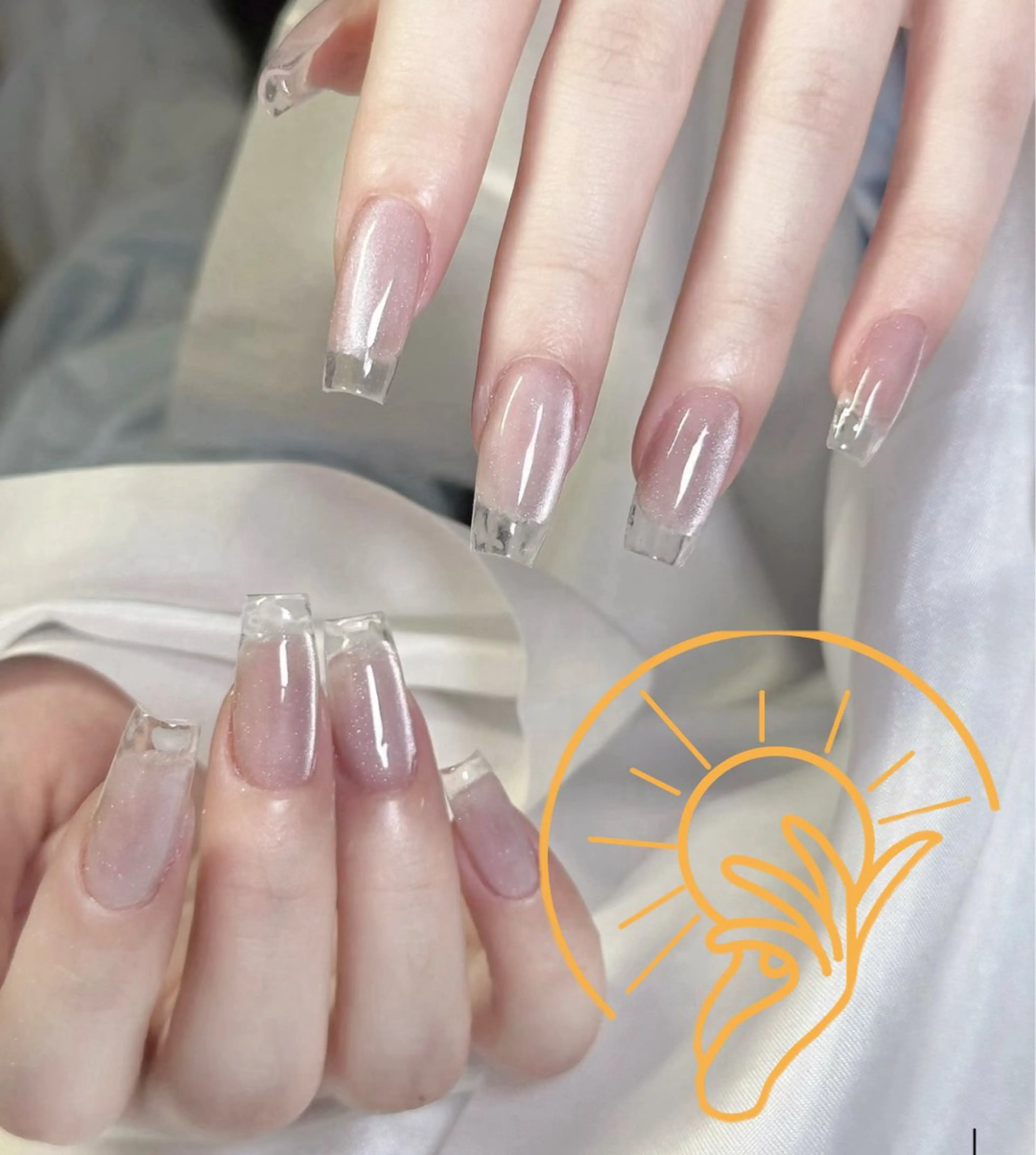 ネイル チークネイル 長さ出し フラワーネイル フレンチネイル ガーリー sun nail池袋 モデル募集のネイルデザイン