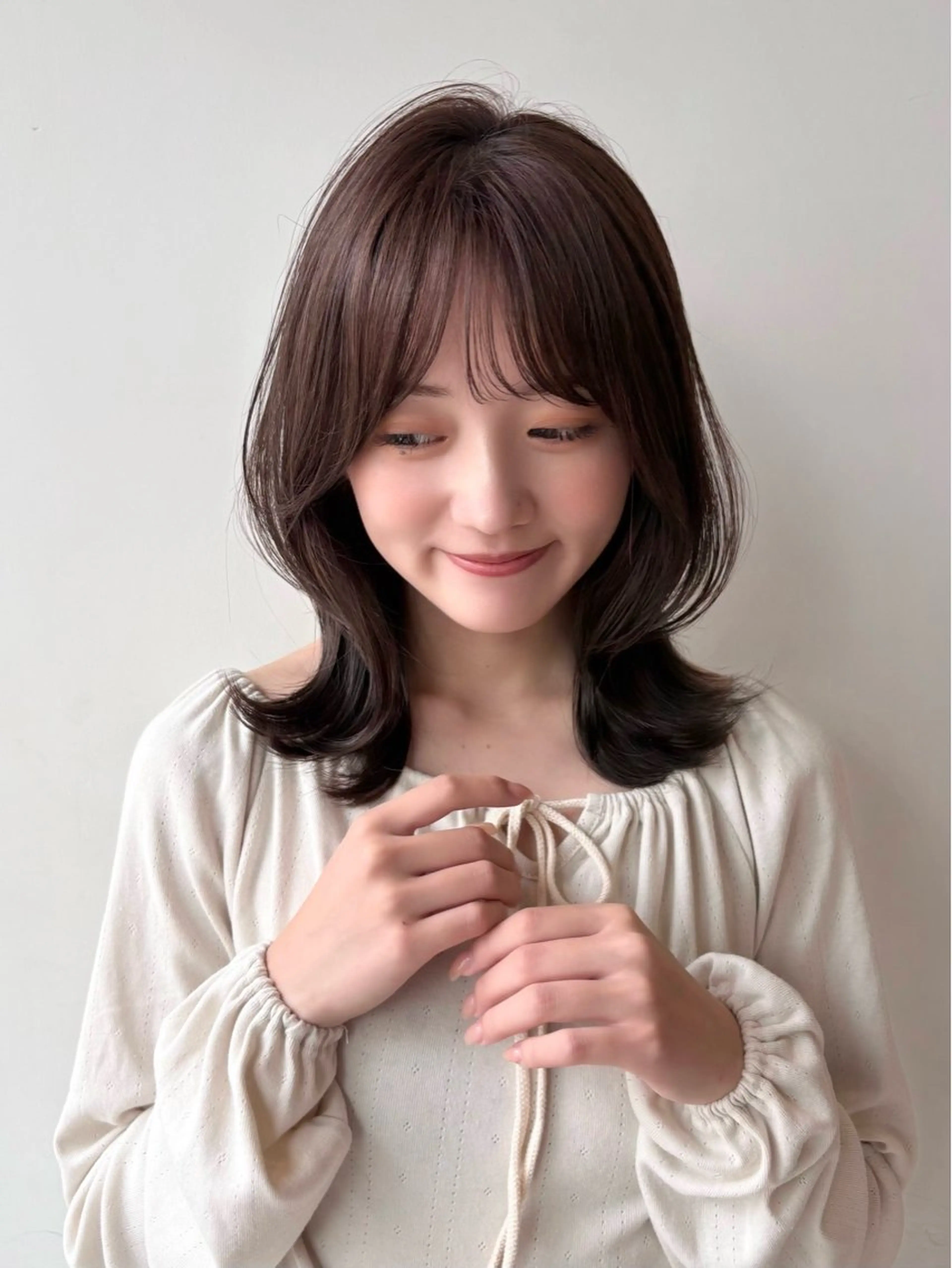 ミディアム 似合わせ/ベージュ /レイヤー/りほ🤍のヘアスタイル