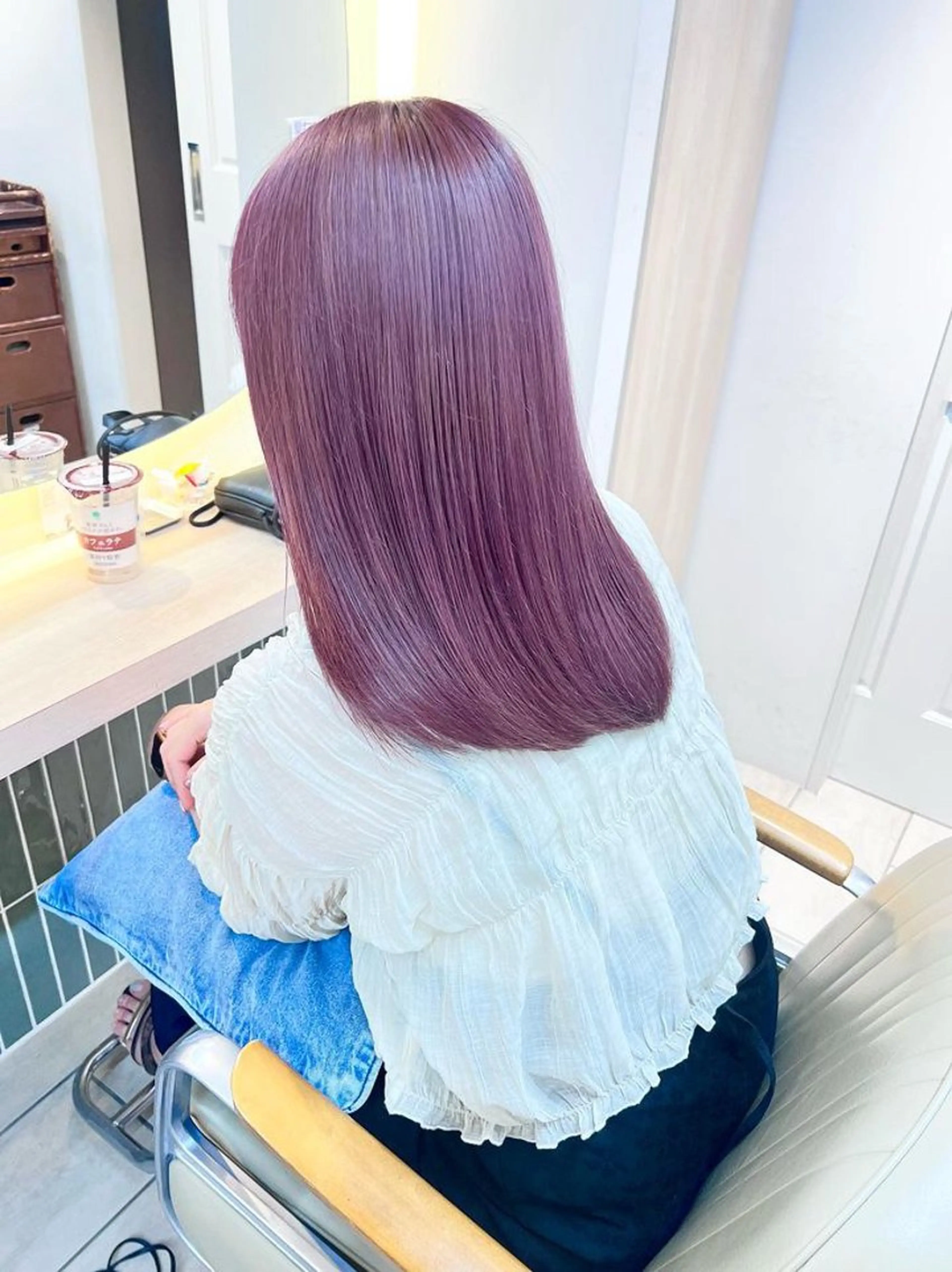 セミロング カラー ヘアアレンジ ヘアカラー トリートメント ハイトーンピンク🍑 ブリーチ🍑RINAのヘアスタイル