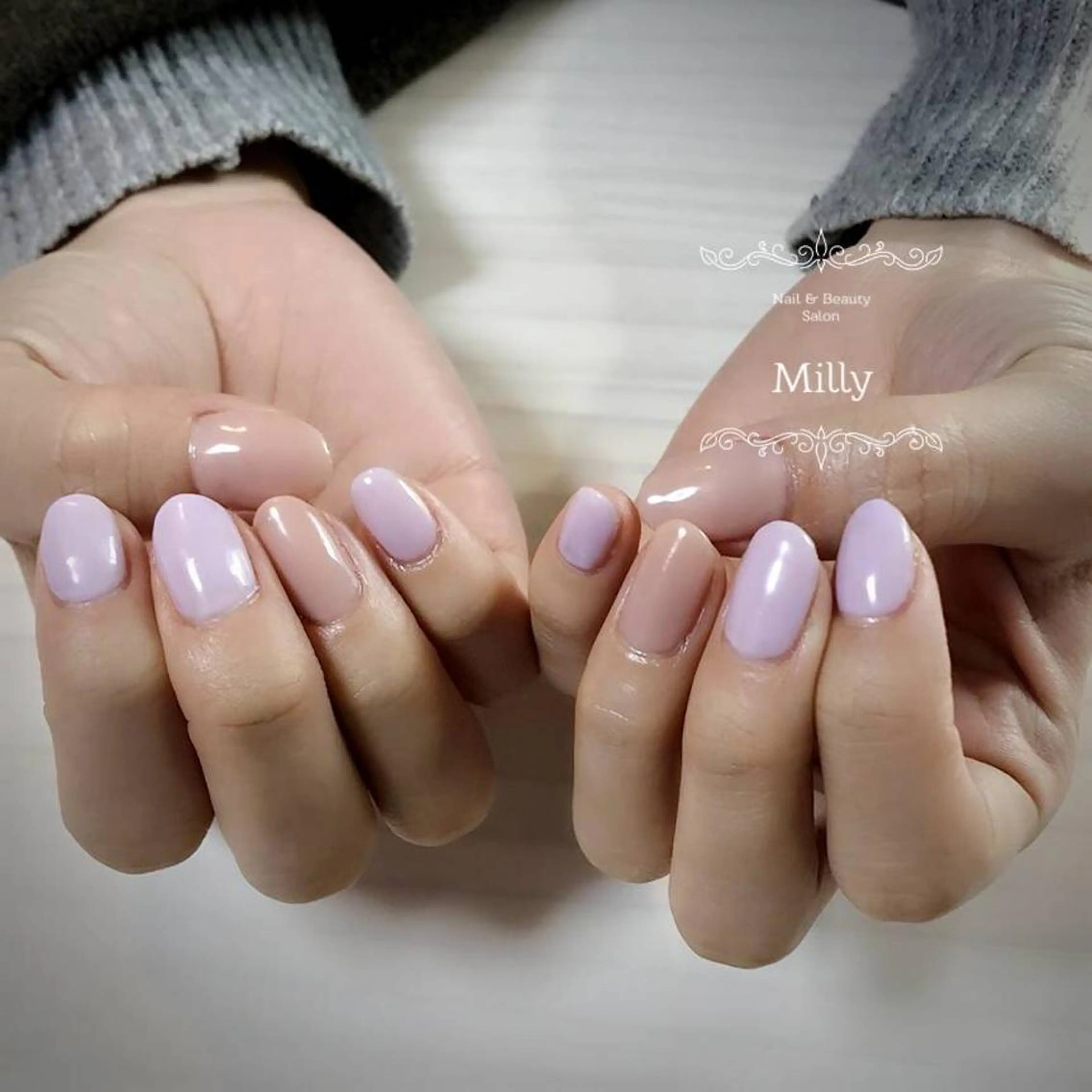 ネイル ワンカラーネイル パステルネイル パープル milly nail （予約担当)のネイルデザイン
