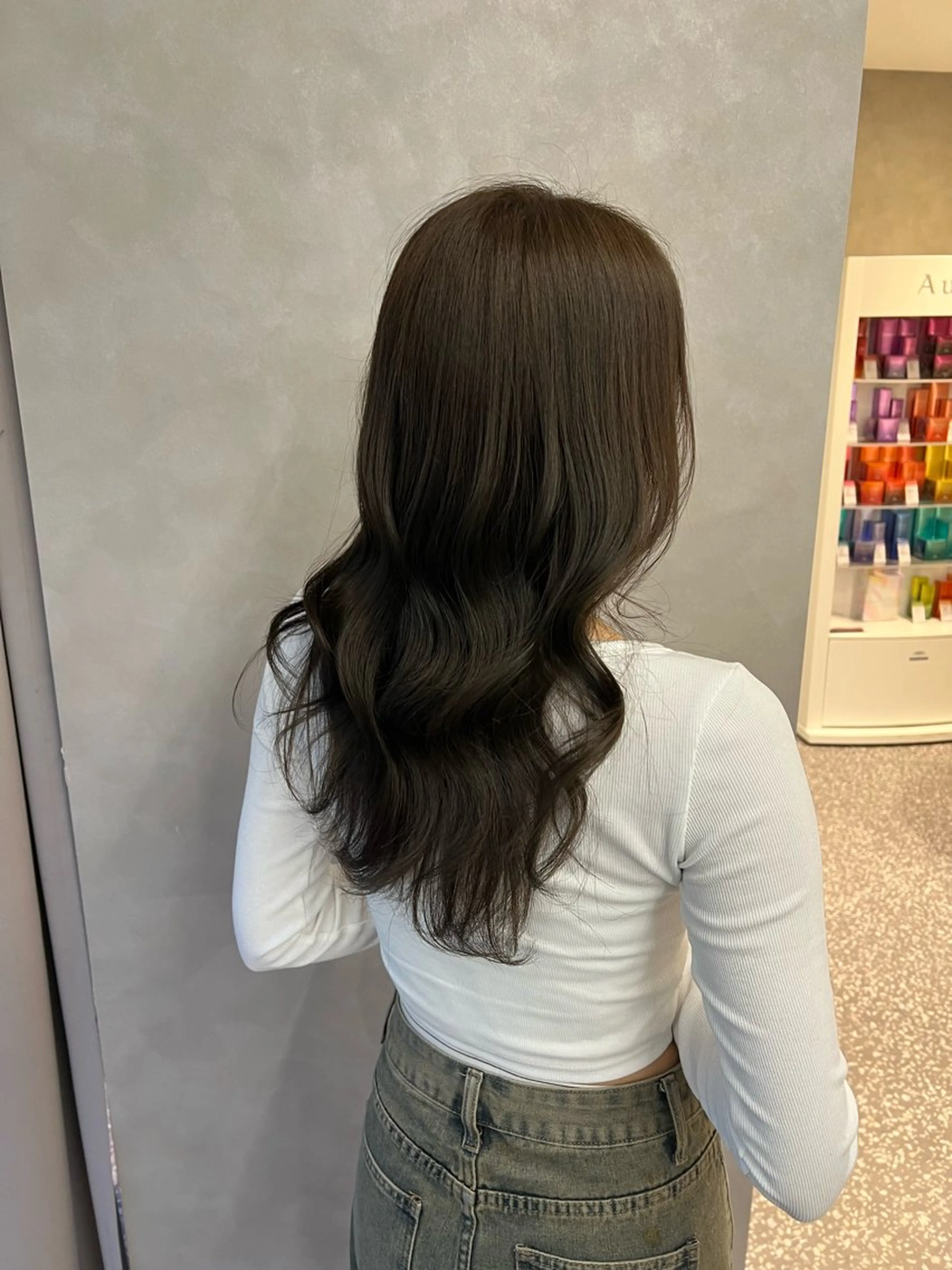 ロング カラー グレージュ オリーブグレージュ オリーブグレー カット ヘアカラー Naru┆川西能勢口 ┆髪質改善のヘアスタイル