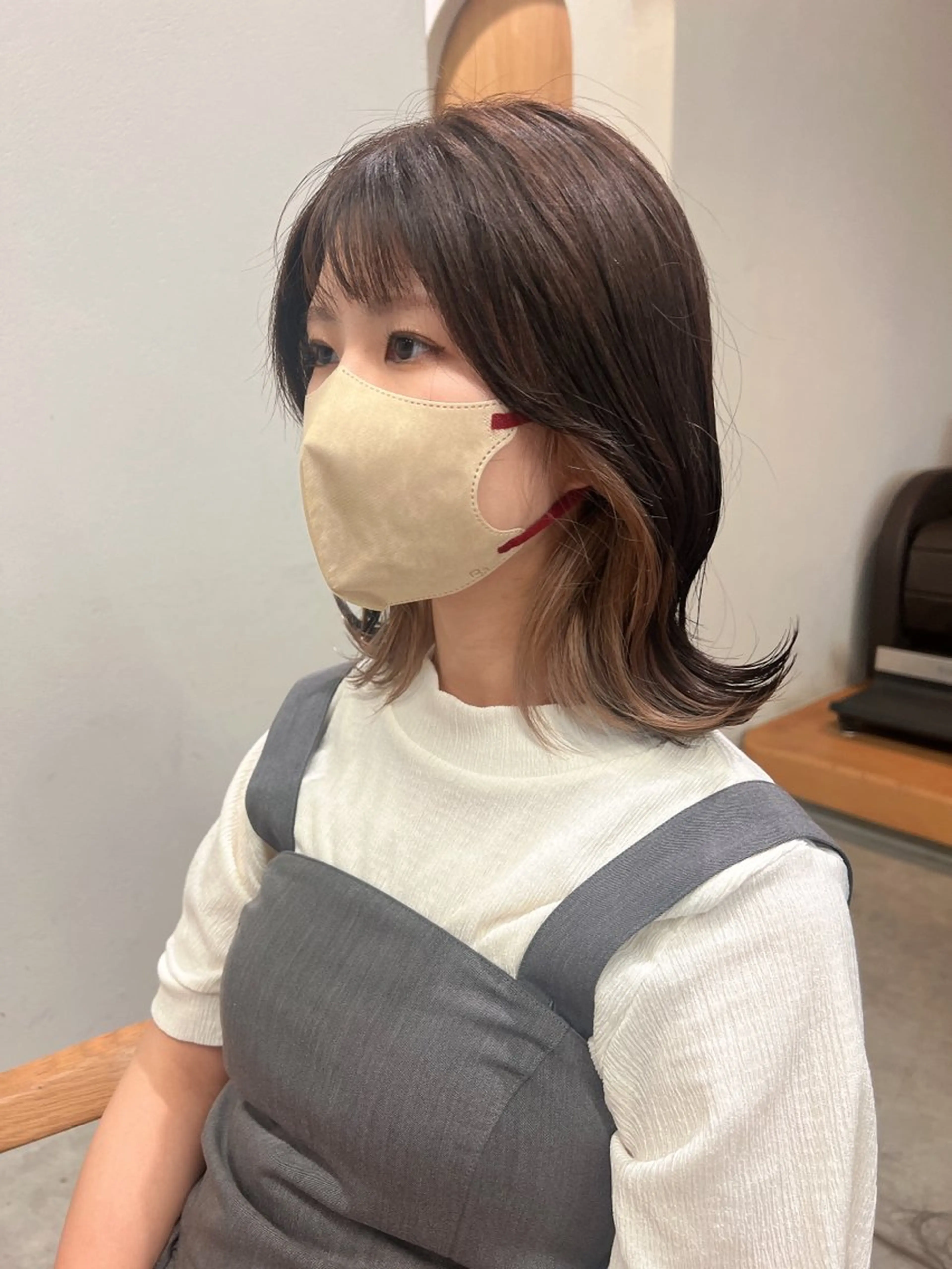 ミディアム カラー 切りっぱなしボブ ブロンド インナーカラー ボブ カット ヘアカラー 誰よりも丁寧なカット 🍀小林輝のヘアスタイル