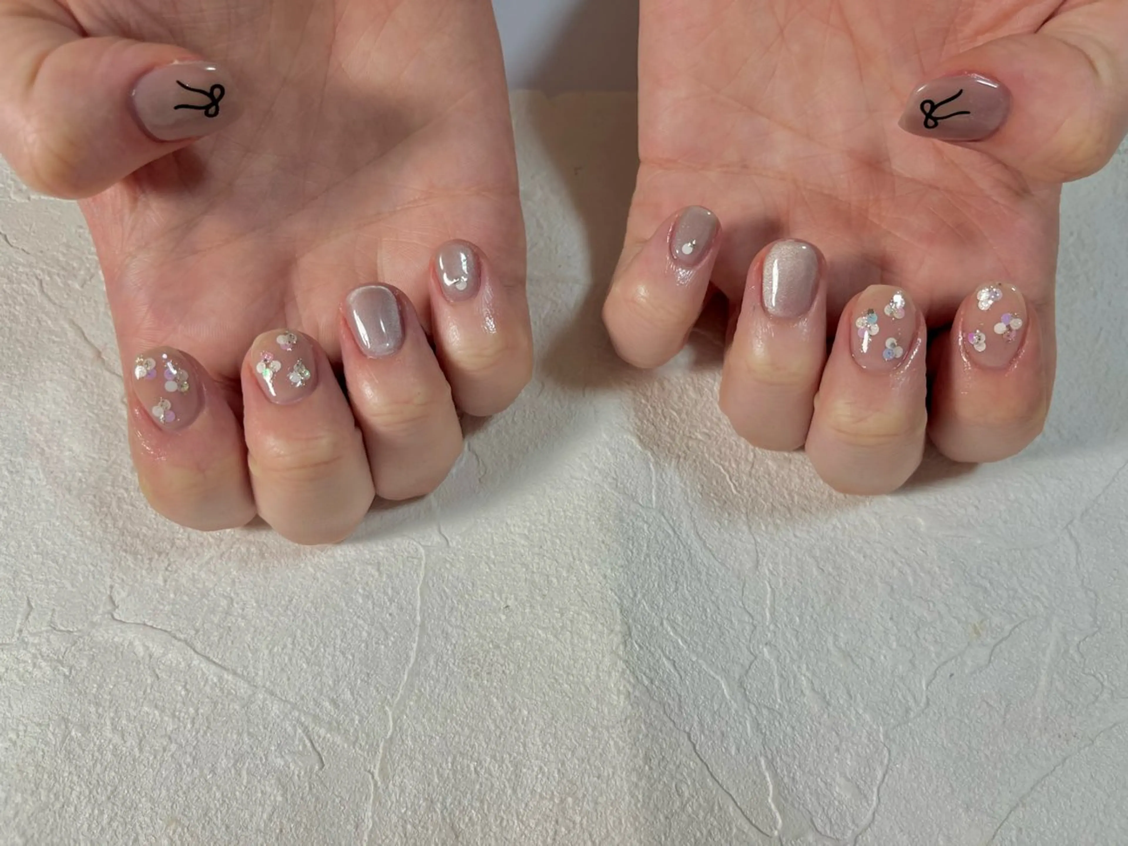 ネイル オーロラネイル フットネイル フレンチネイル ジェルネイル マグネットネイル kiki nail たまプラーザのネイルデザイン