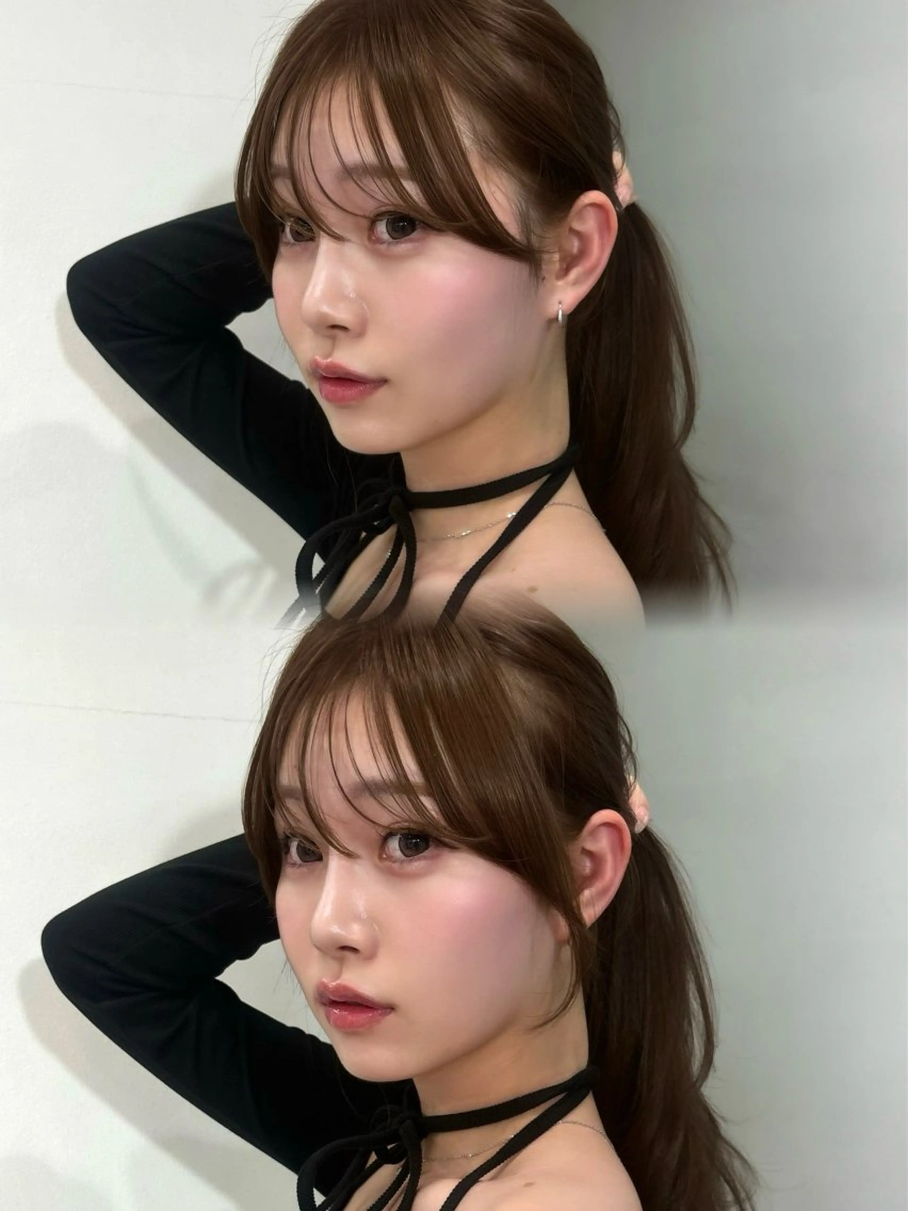 ロング 顔まわりレイヤー 顔周りカット ハッシュカット 髪質改善 韓国風ヘア 岡田 聖蘭のヘアスタイル