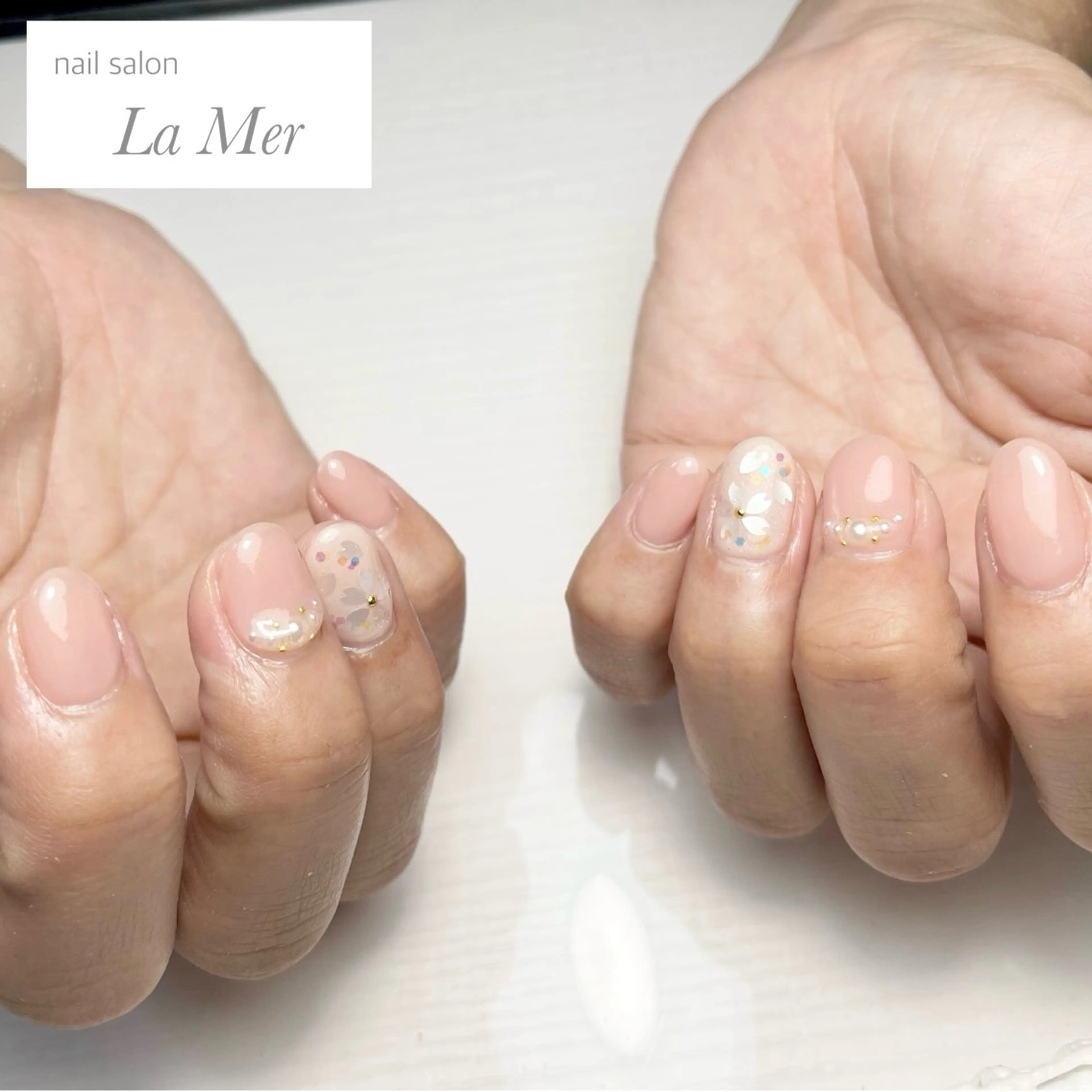 ネイル 桜ネイル フラワーネイル ピンク 春ネイル nailsalon La Merのネイルデザイン