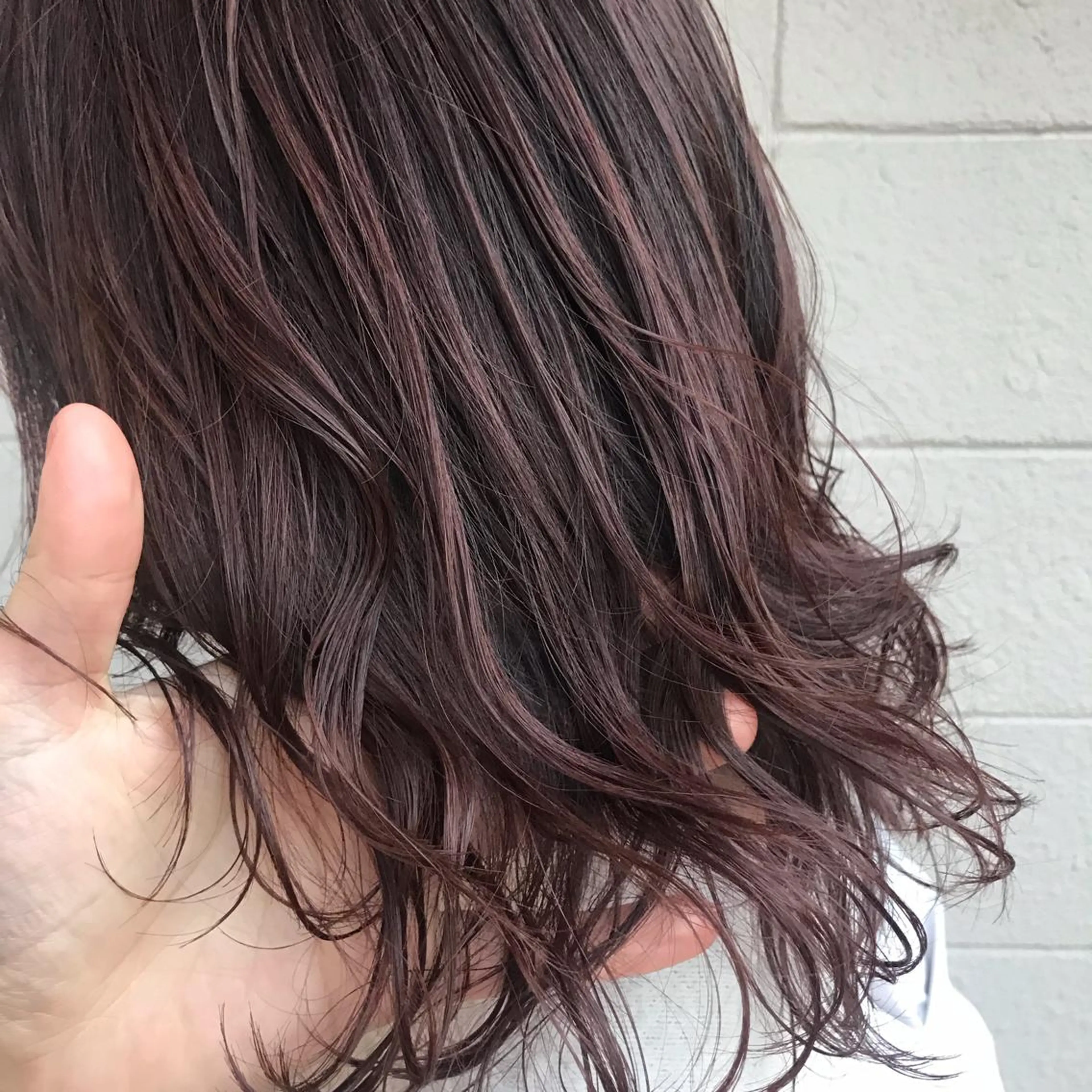 ミディアム カラー パーマ ピンクカラー JUNTA 梅田茶屋町のヘアスタイル