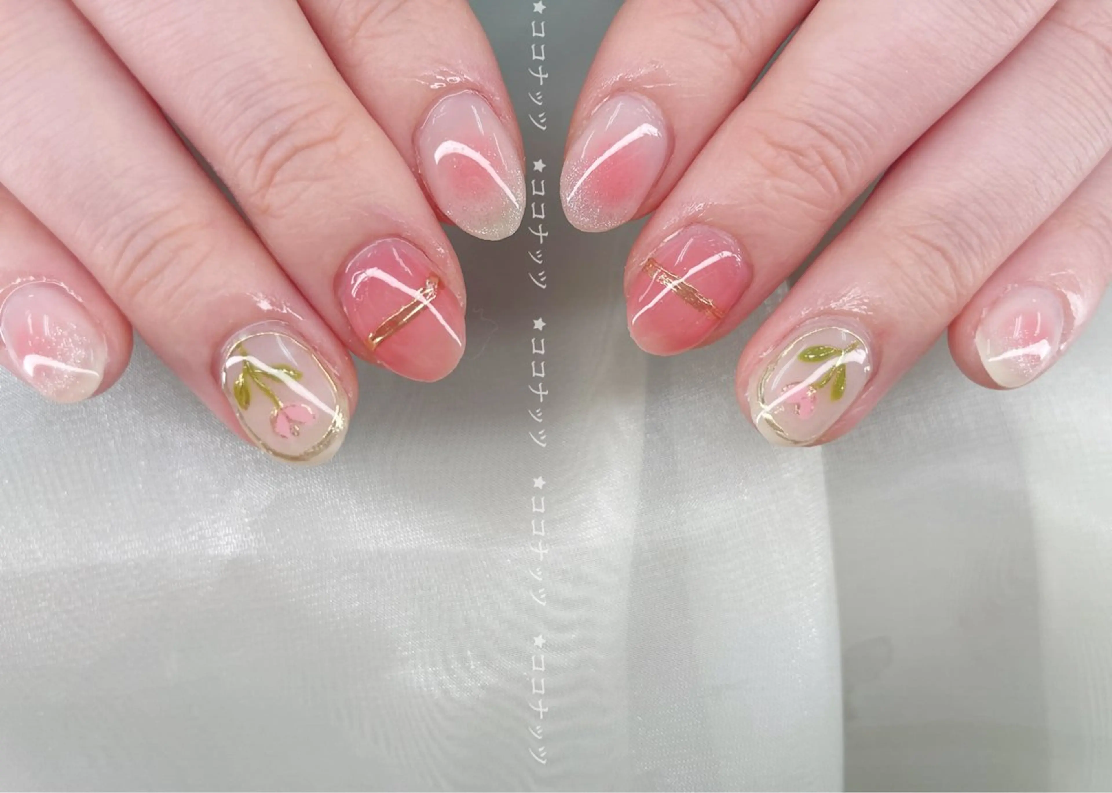 ネイル べっ甲ネイル フレンチネイル キラキラネイル マグネットネイル 大理石ネイル(マーブル) 神田 ココナッツのネイルデザイン