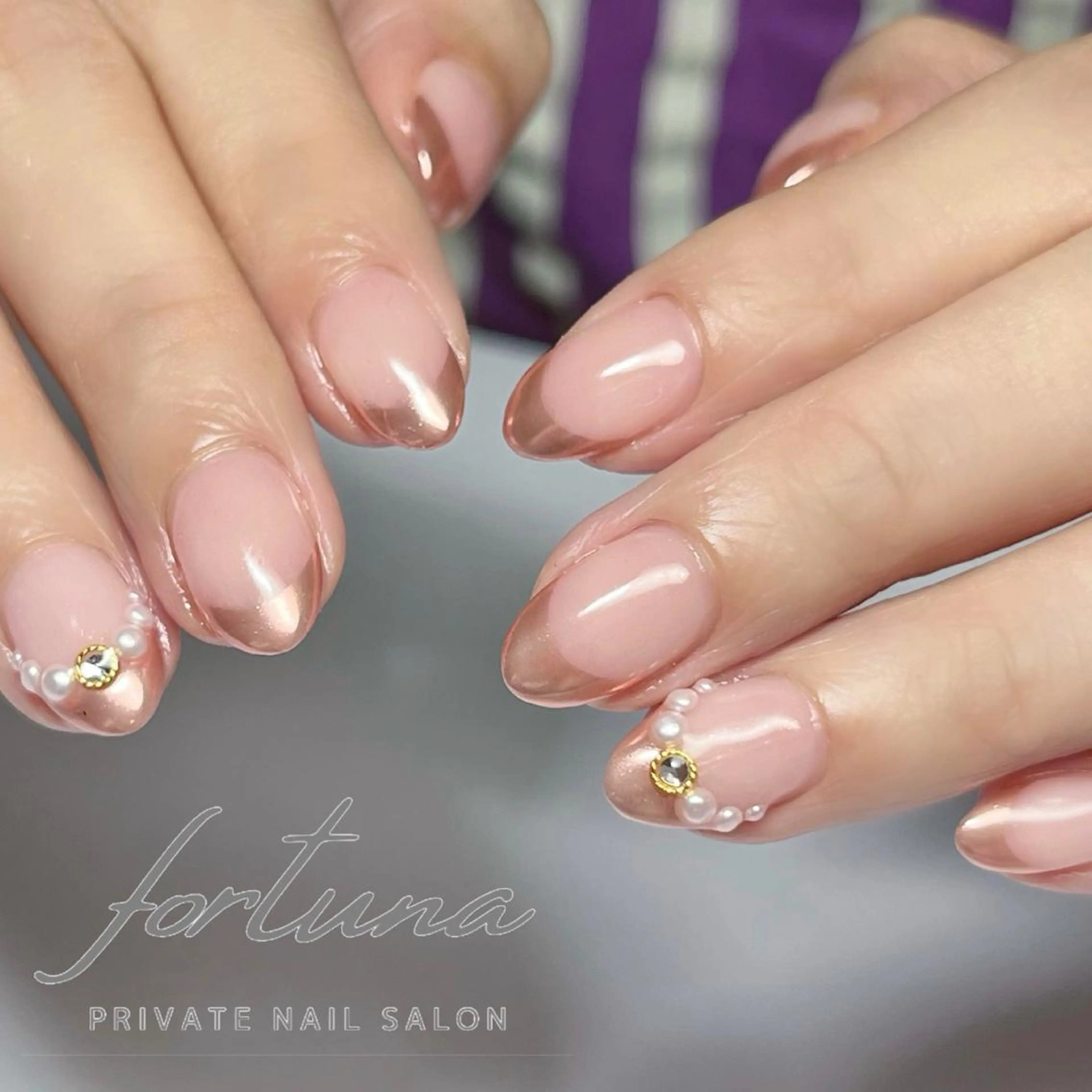 ネイル フレンチネイル ミラーネイル ハンドネイル fortuna 武藤裕美のネイルデザイン