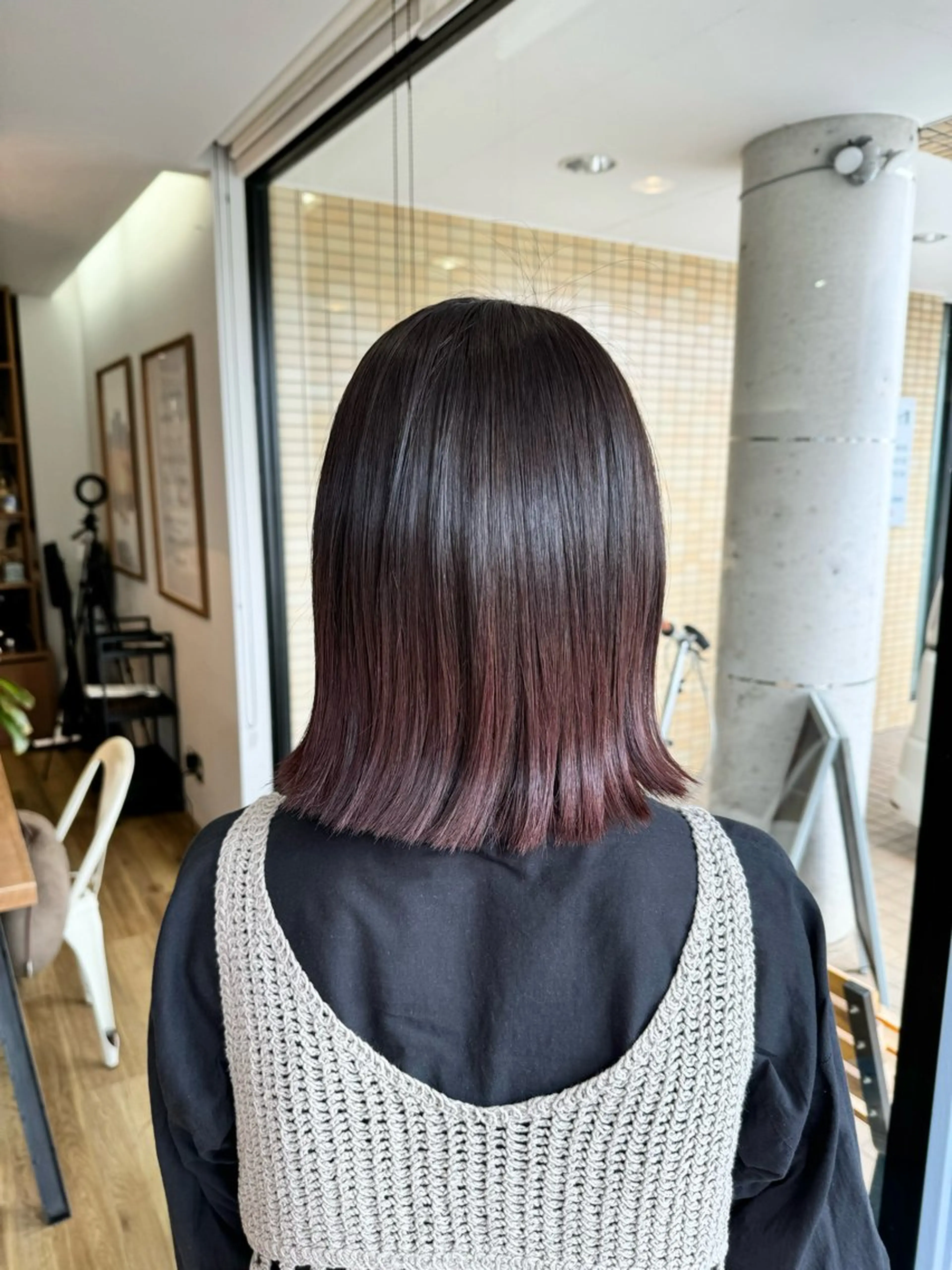 ミディアム カラー ピンクカラー バイオレットカラー ヘアカラー トリートメント ツキダテ ユイのヘアスタイル