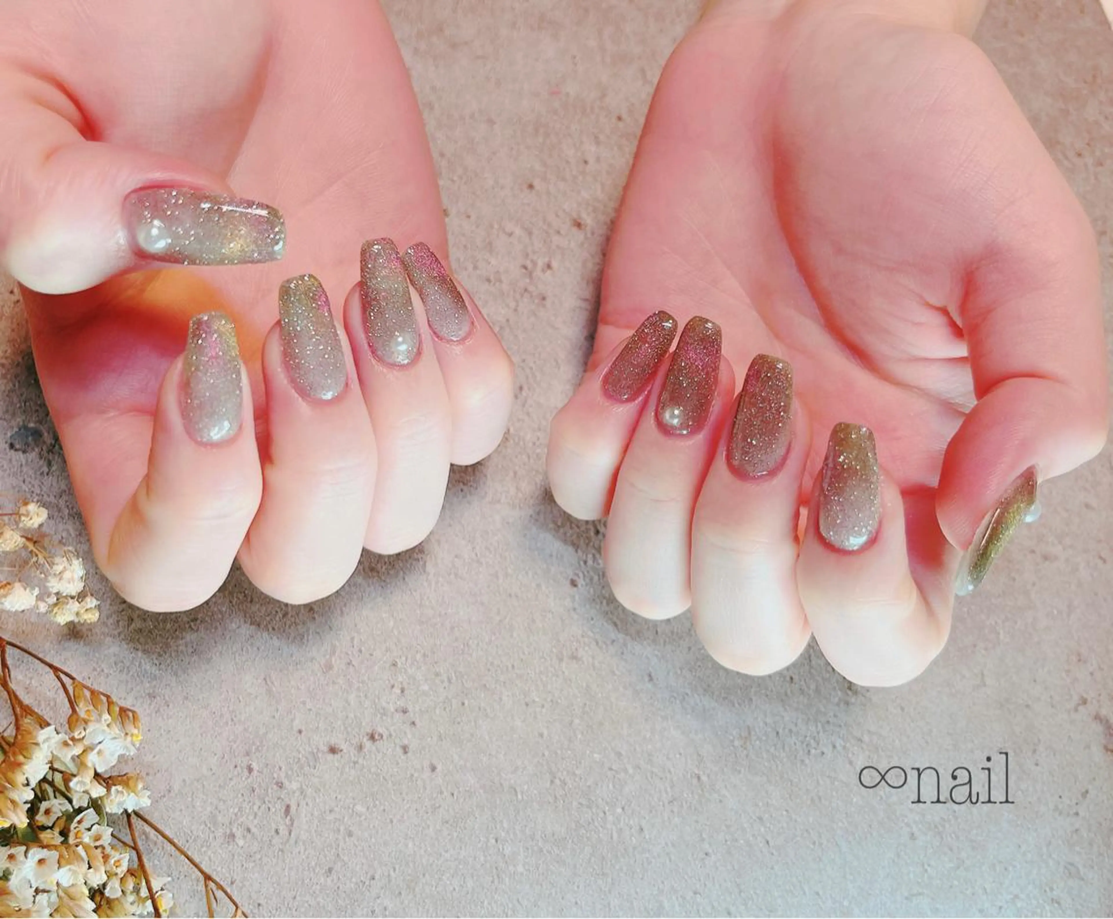 ネイル アートネイル ジェルネイル キラキラネイル ロングネイル マグネットネイル ♾nail 恵美のマツエク・マツパデザイン