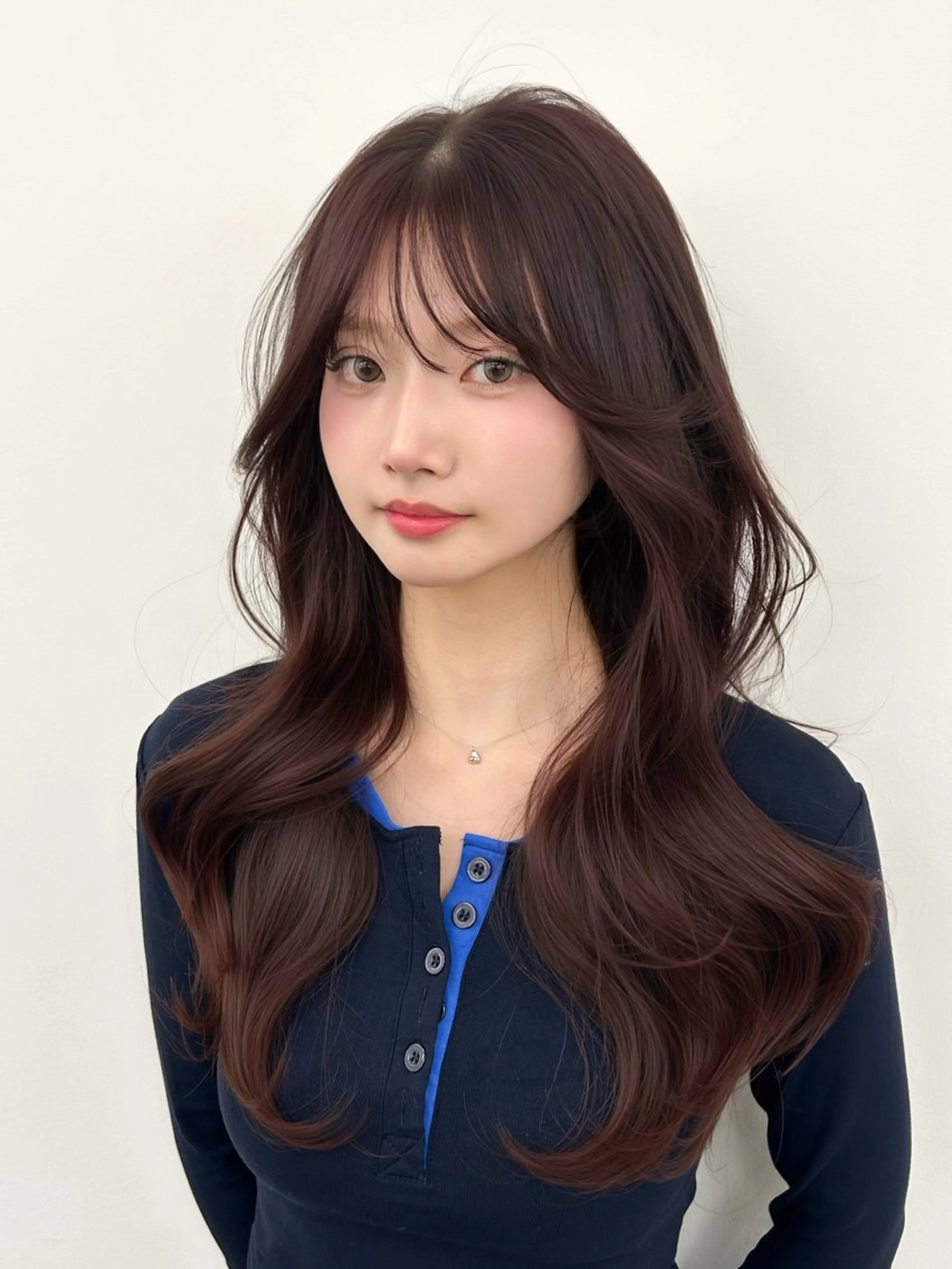 ロング カラー レッドカラー カット ヘアカラー トリートメント 韓国ヘア/顔周り ヘアセット/加藤優里のヘアスタイル