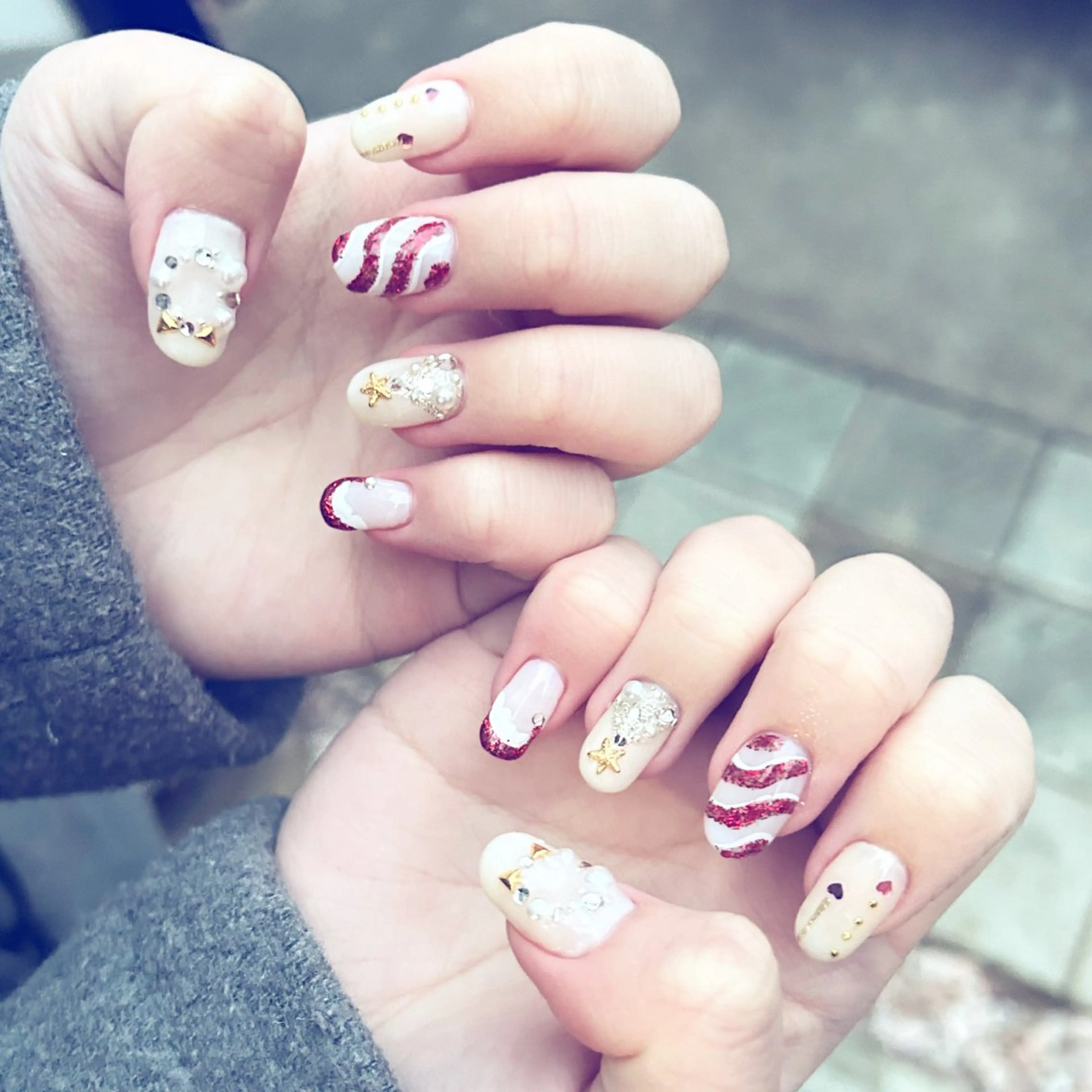 ネイル ジェルネイル 持ち込み パラジェル 冬ネイル クリスマス ハンドネイル Nail Salon Ｄream Mamのネイルデザイン