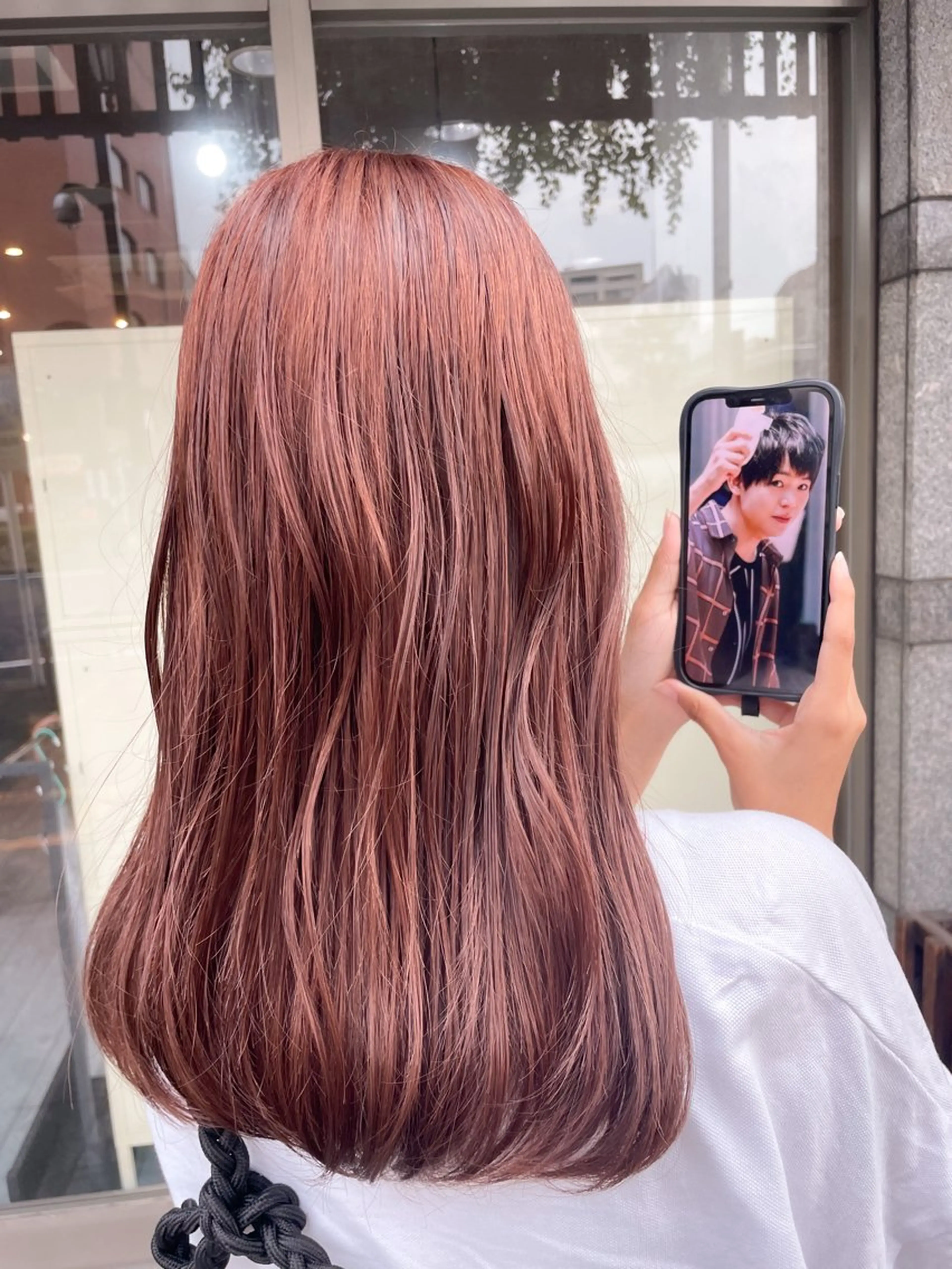 セミロング カラー ブラウンカラー オレンジ オレンジブラウン イワタ マハ/ minim hairのヘアスタイル