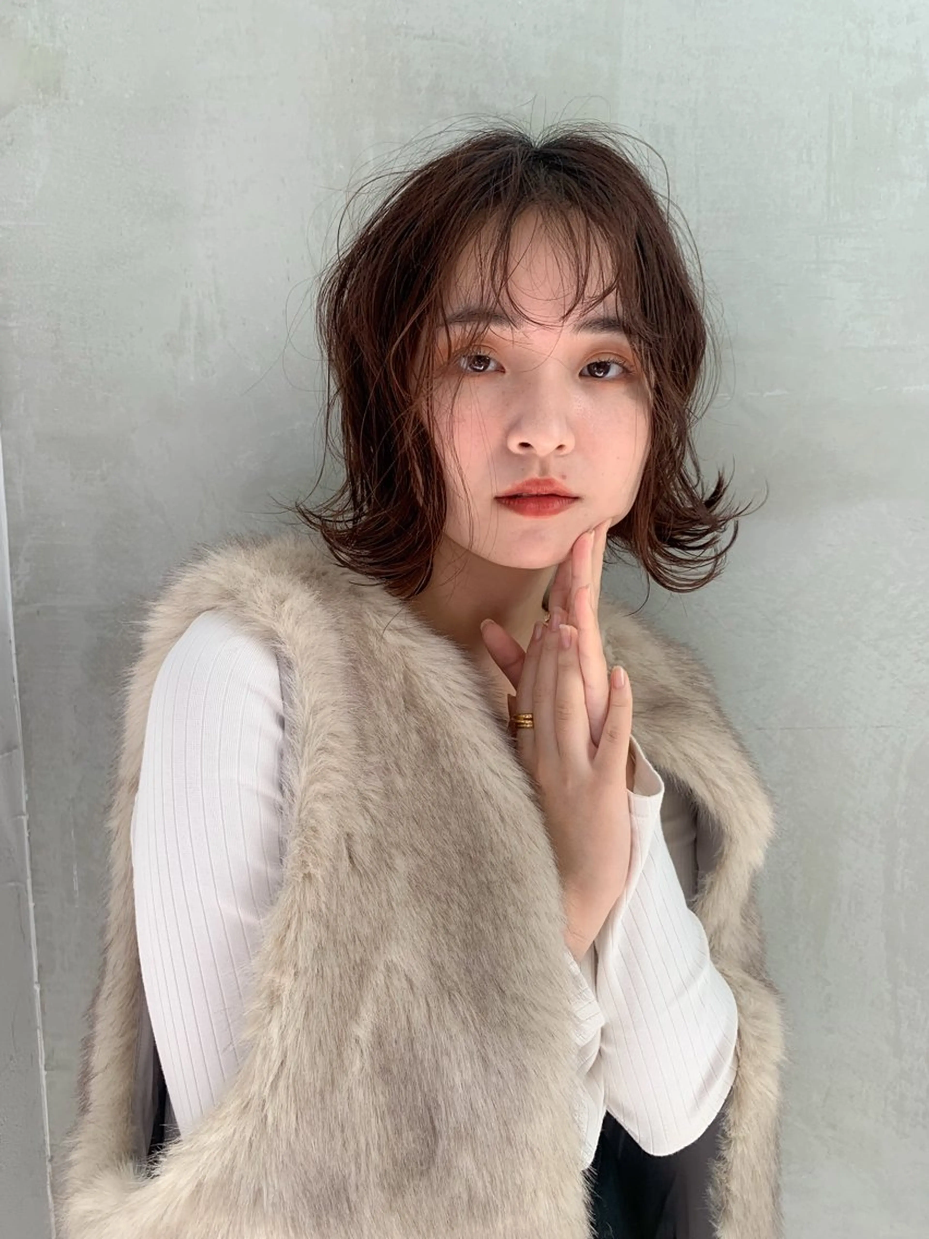 ミディアム パーマ カット パーマ トリートメント ヘッドスパ 🫒オリーブカラー/ みづき/パーマ🤍のヘアスタイル