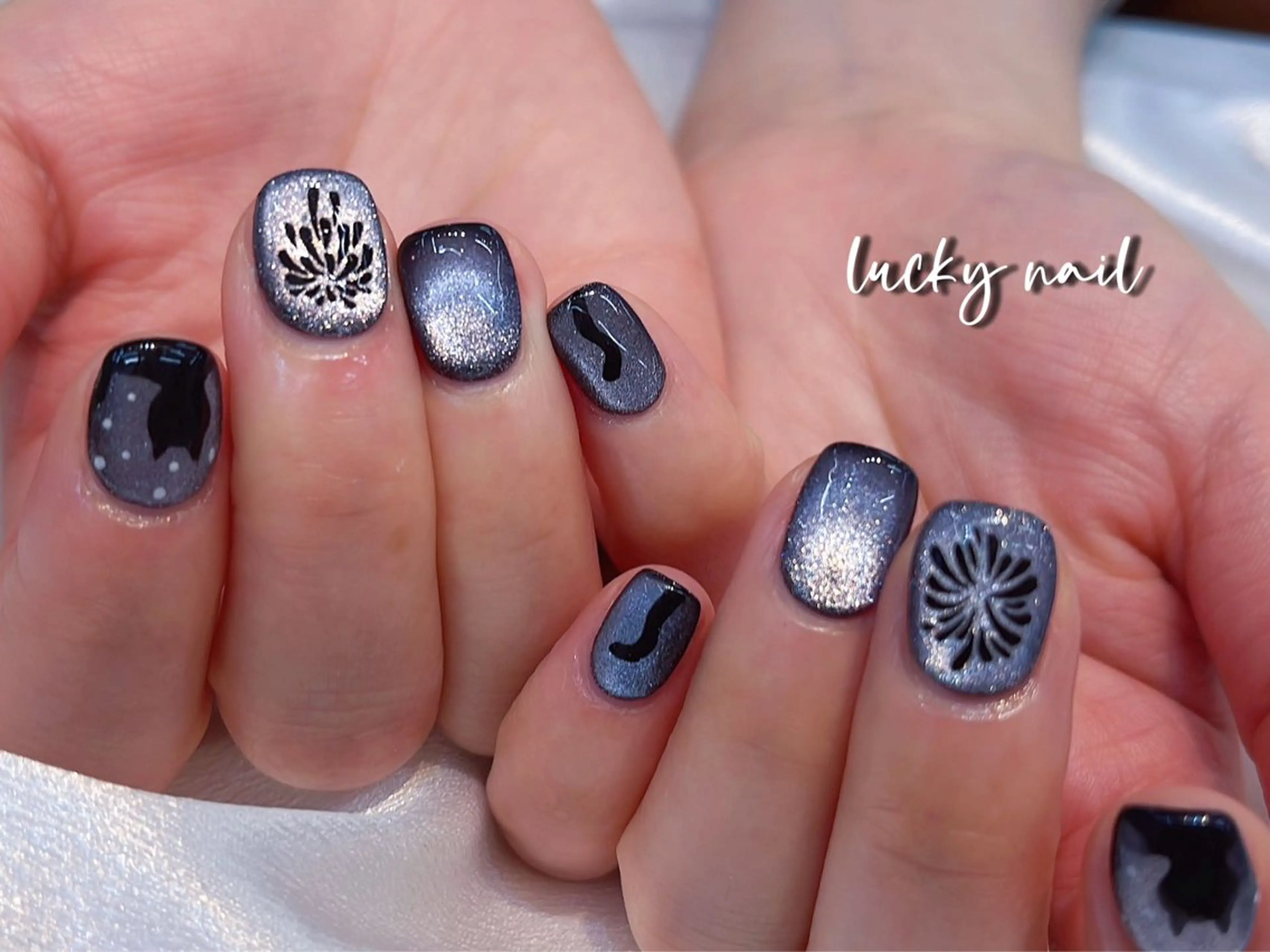 ネイル チークネイル 長さ出し ジェルネイル マグネットネイル 持ち込み ハンドネイル ハンドケア Lucky nail  小林和希のネイルデザイン