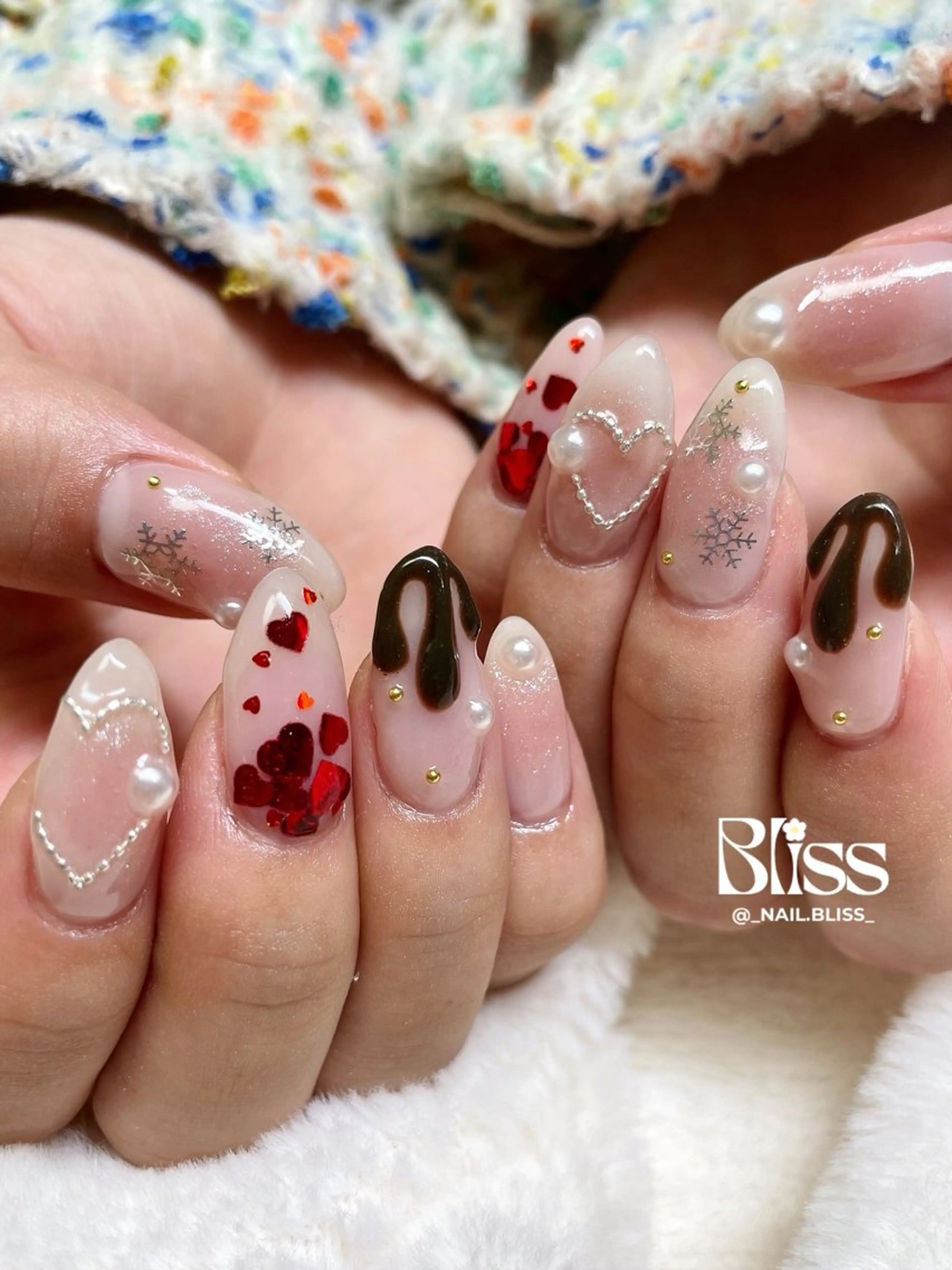ネイル 持ち込み バレンタイン ハンドネイル NAIL BLISSのネイルデザイン