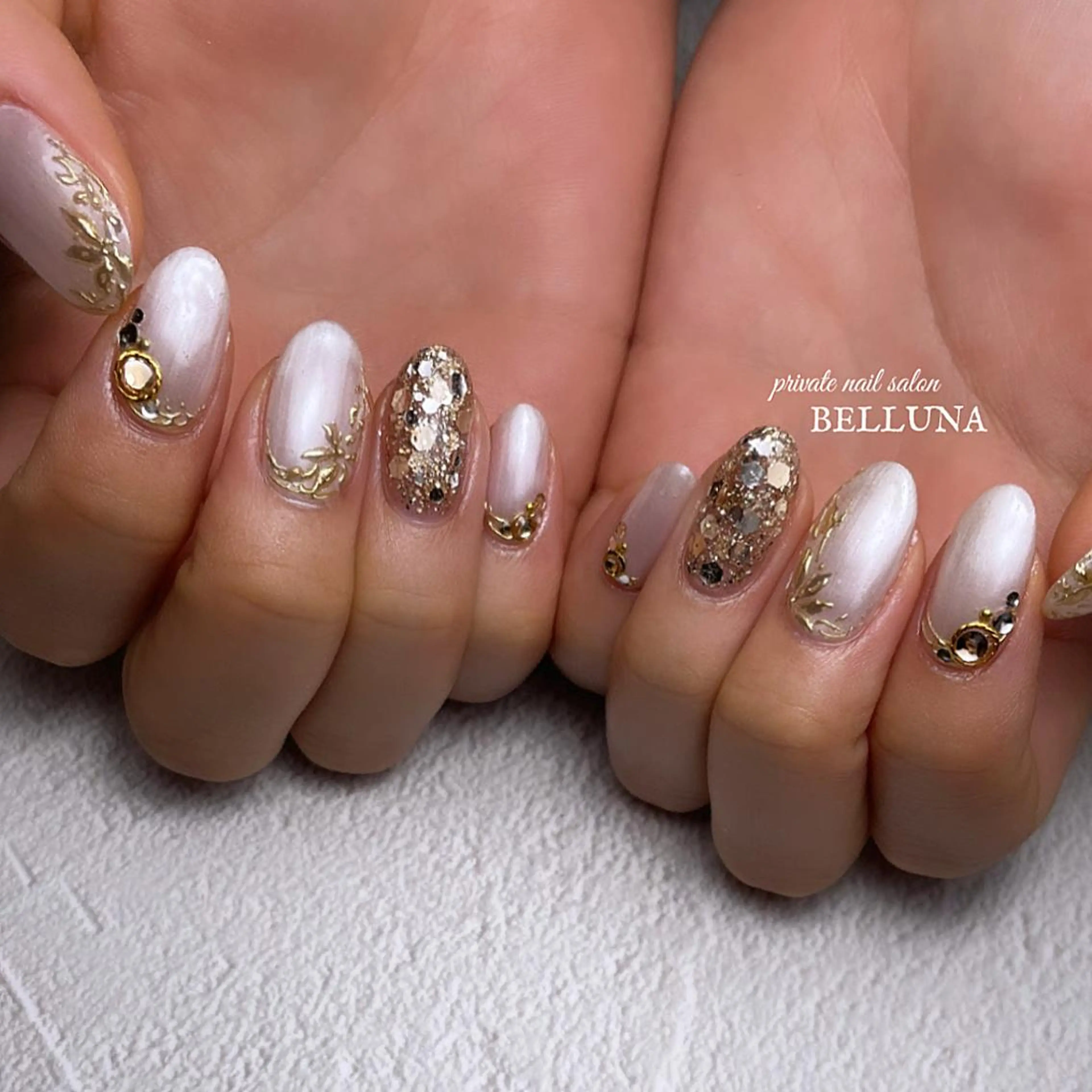 ネイル ブライダルネイル nail salon BELLUNA所属・BELLUNA Mizuki❤︎のネイルデザイン