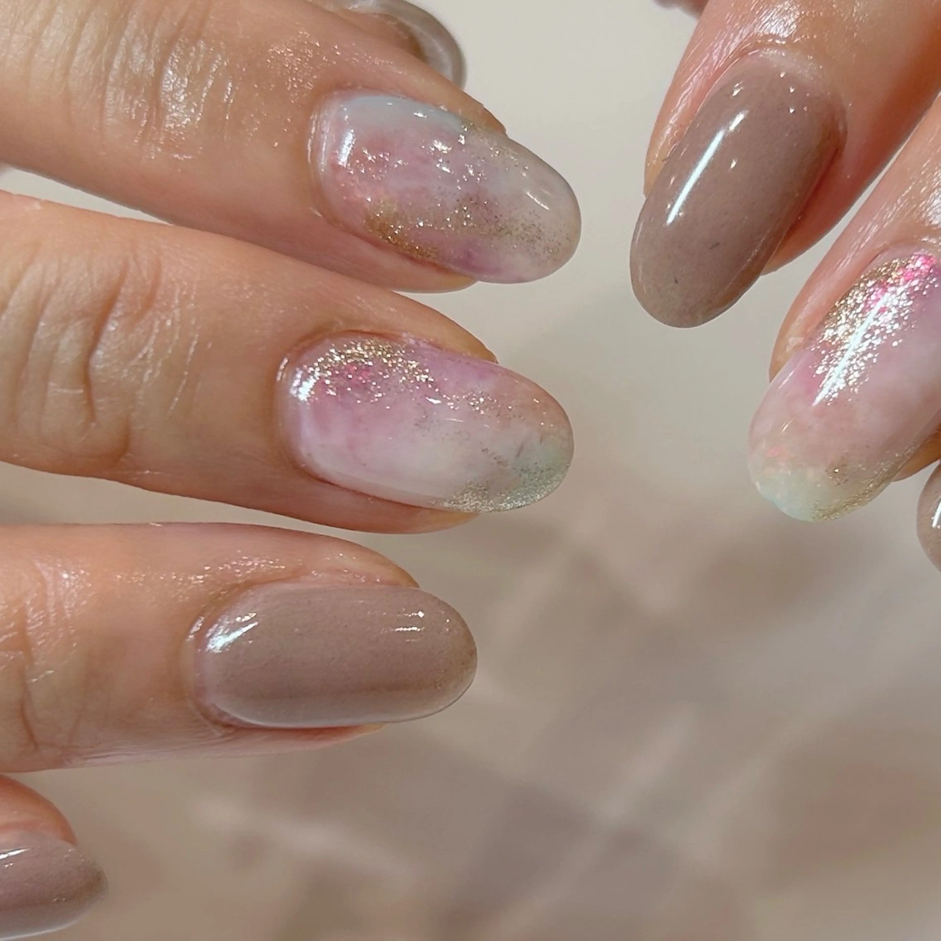 ネイル アートネイル 持ち込み ニュアンスネイル nailist kannaのネイルデザイン