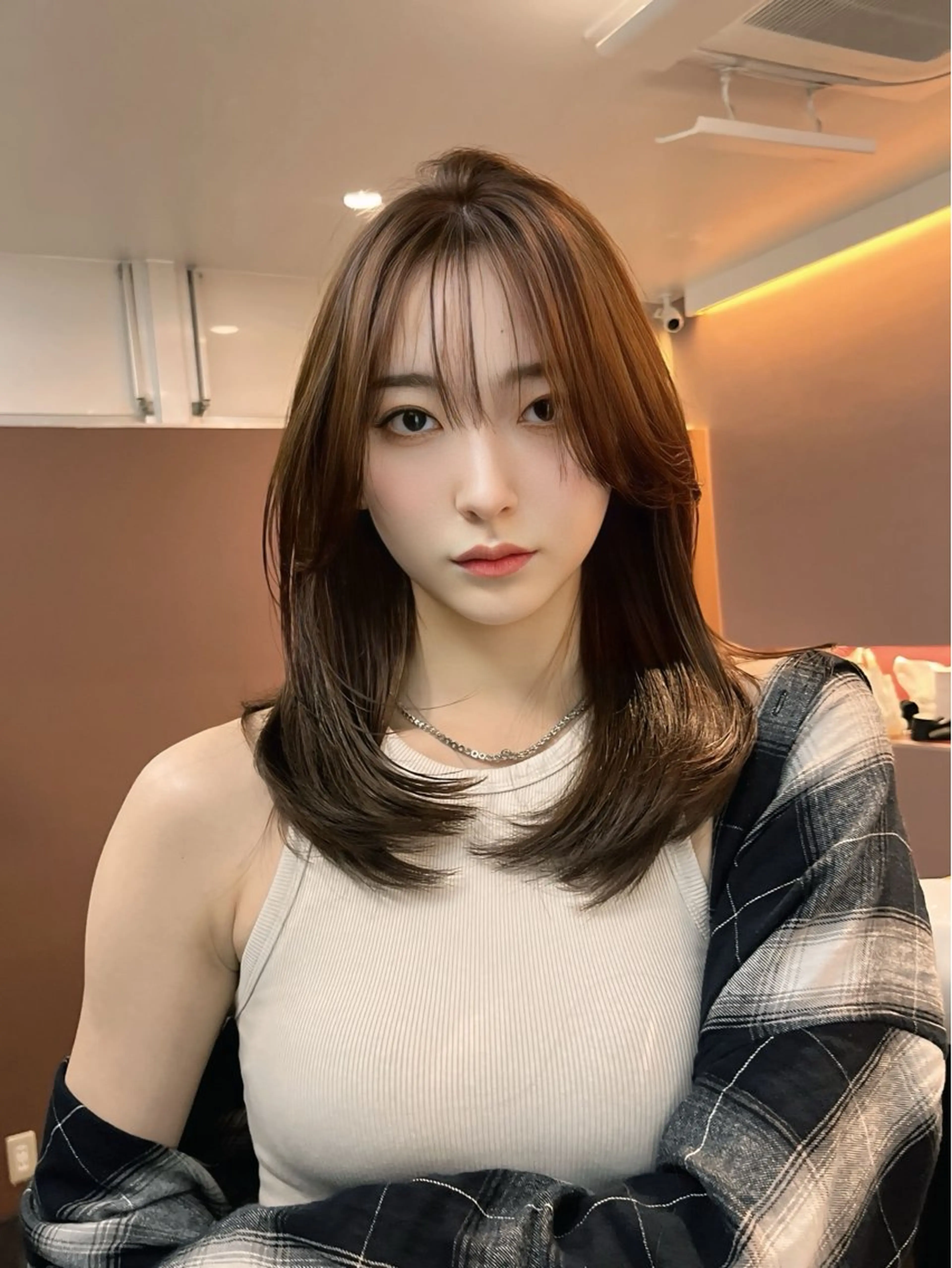 ロング カット ヘアカラー トリートメント 海野翔吾🇨🇳 ワンホンレイヤーのヘアスタイル