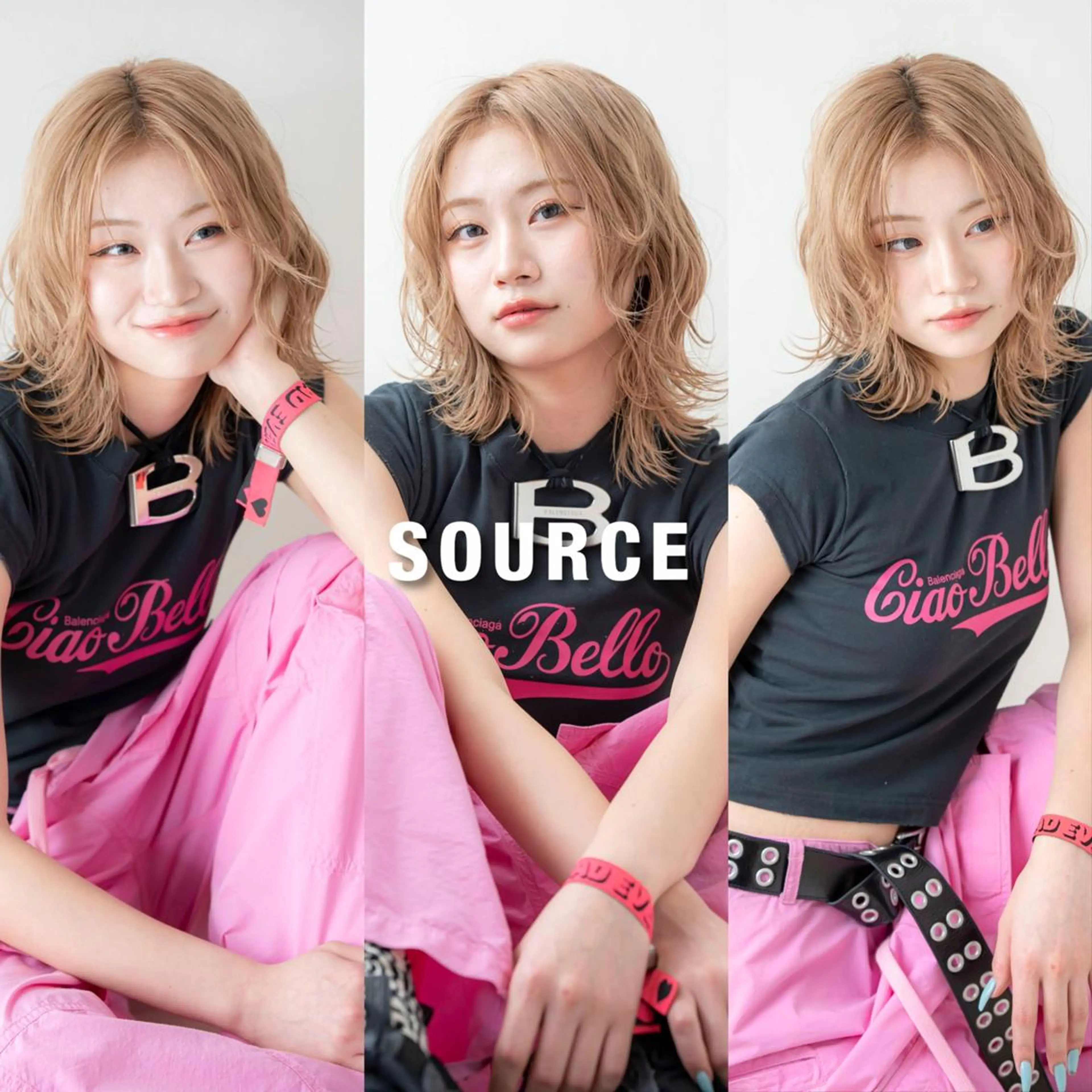 ミディアム カラー ヘアアレンジ ブリーチ ケアブリーチ 透明感カラー ダブルカラー ハイライトカラー SOURCE 茨木のヘアスタイル