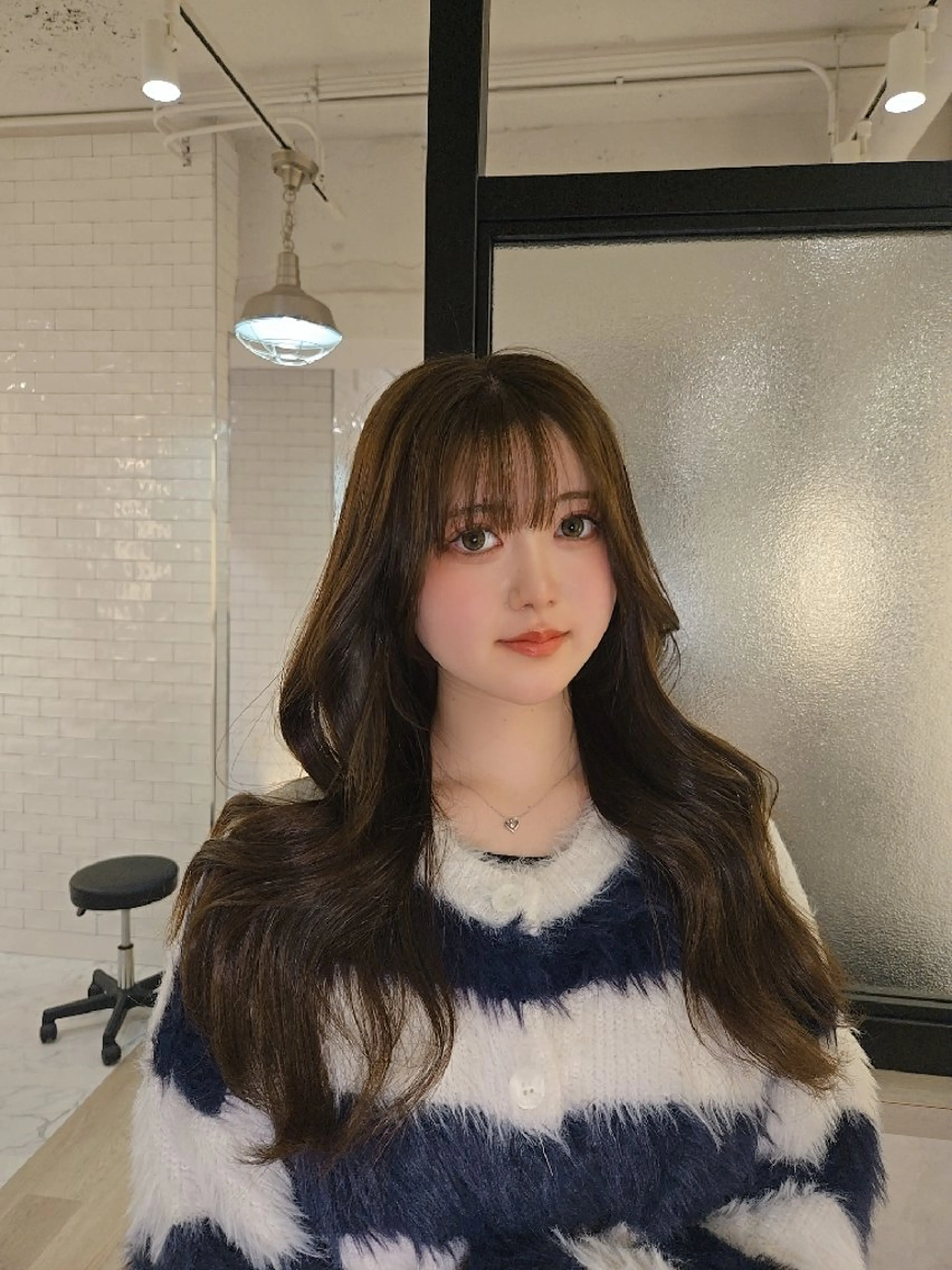 ロング カット ヘアカラー トリートメント &chaLme   心斎橋所属・emi/髪質改善/ 韓国風/艶カラーのヘアスタイル