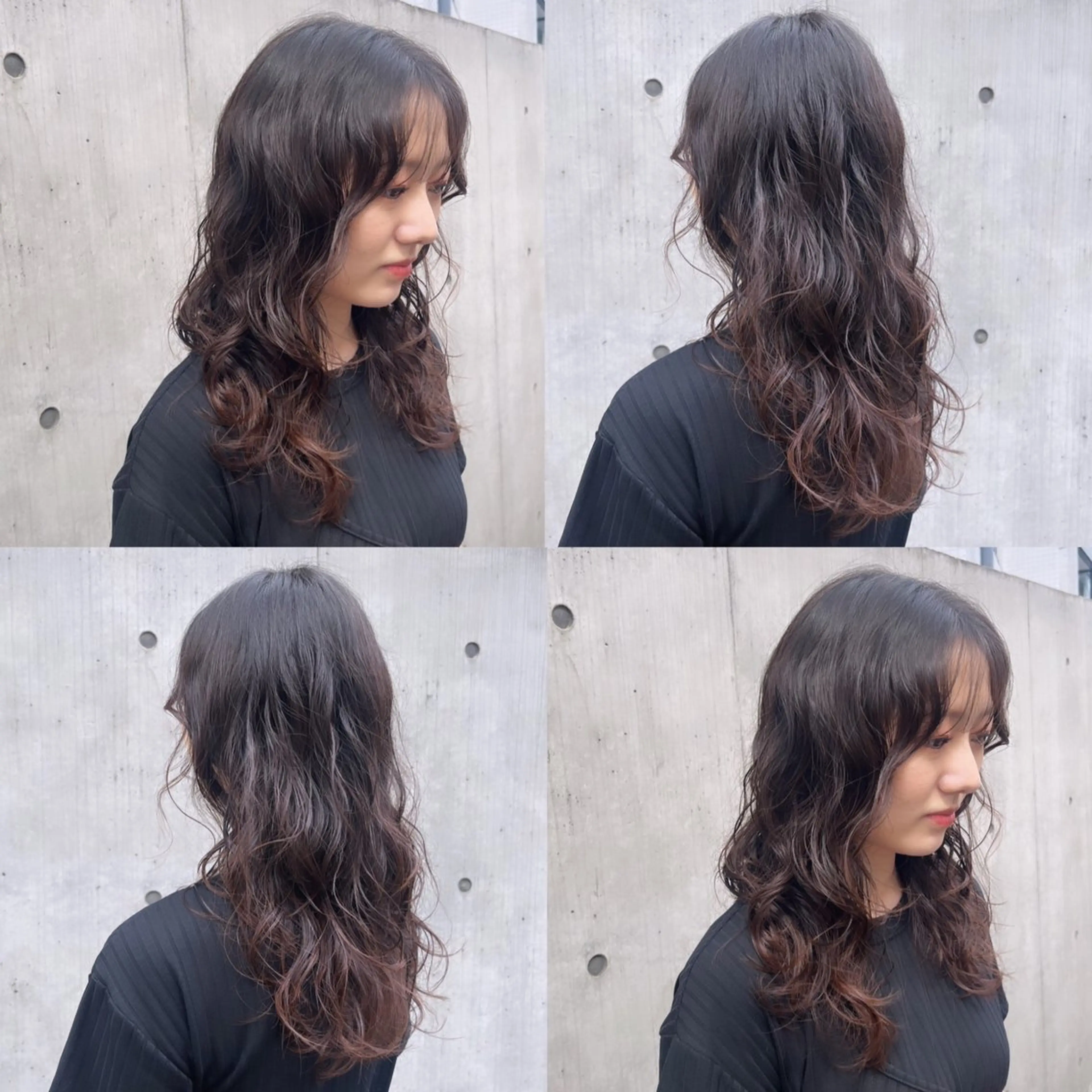 セミロング カラー セミロングパーマ 黒髪 外国人風カラー レイヤーカット ウルフカット カット パーマ ヘッドスパ ヘアセット カジュアルを女っぽく 𝗮𝘆𝗮𝗰𝗼のヘアスタイル