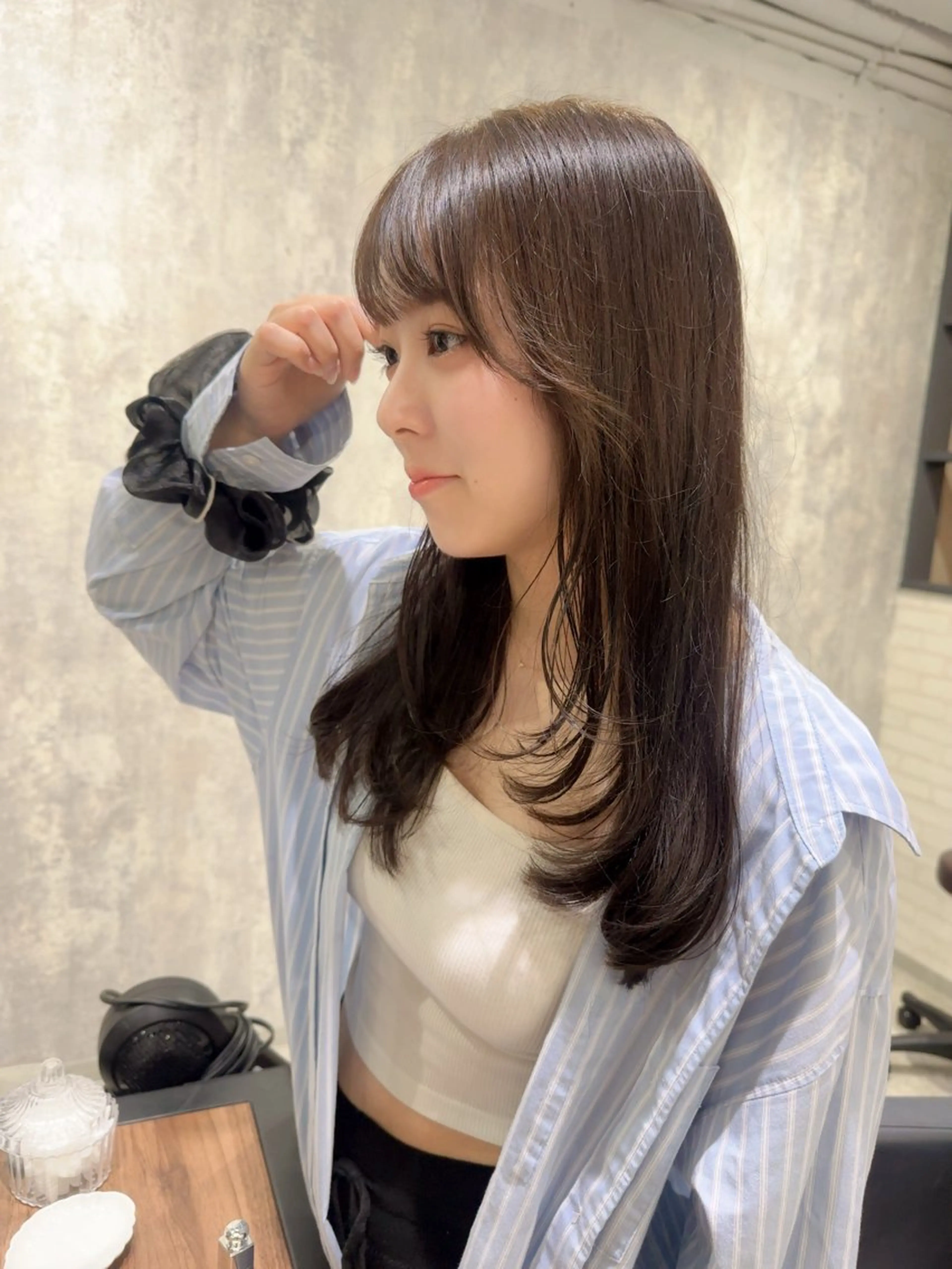 セミロング カラー ベージュカラー オリーブベージュ レイヤーカット カット ヘアカラー トリートメント レイヤー/ボブ/ 顔周り/yukinaのヘアスタイル