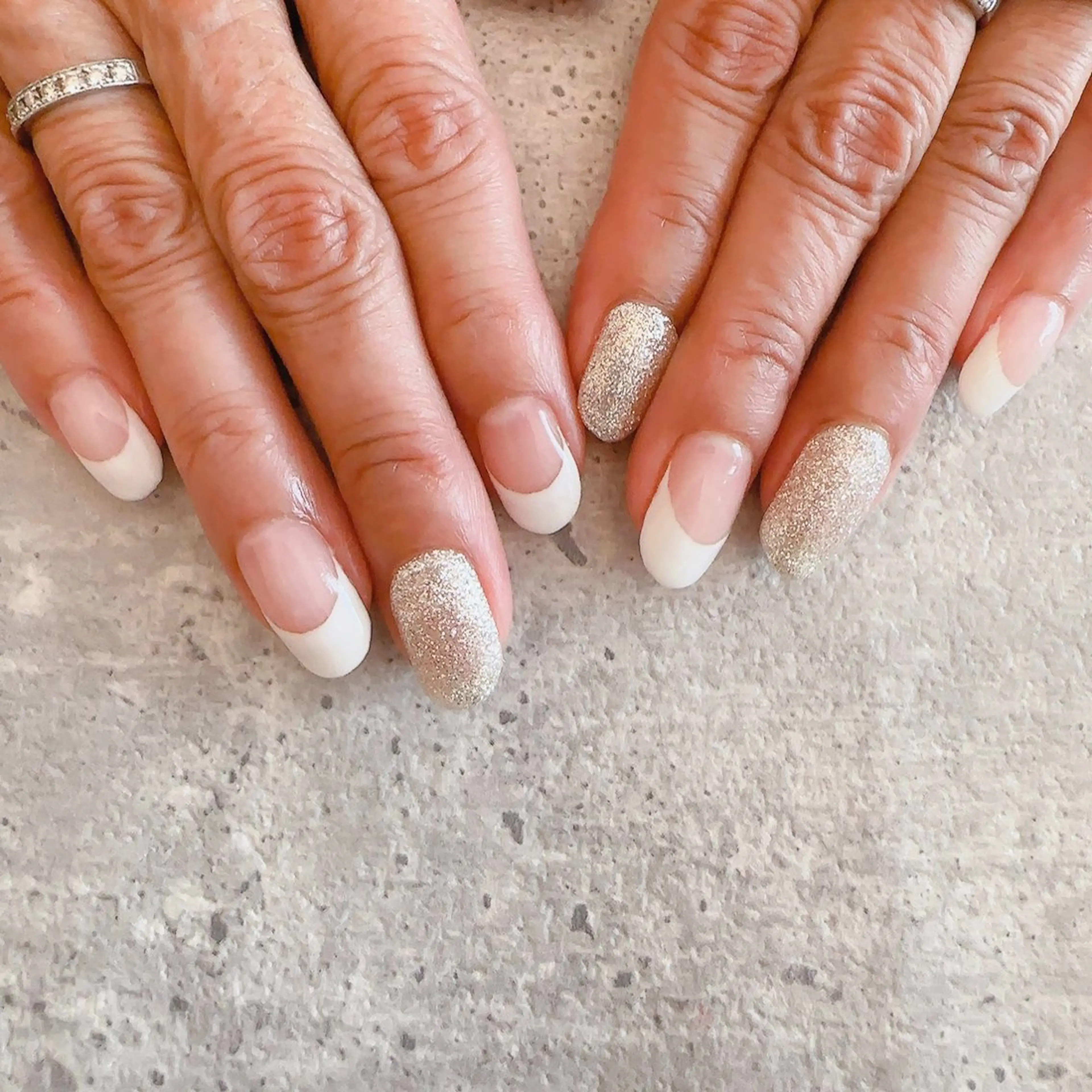 ネイル フレンチネイル ラメ(グリッター) Bijou💎✨ Reiのネイルデザイン