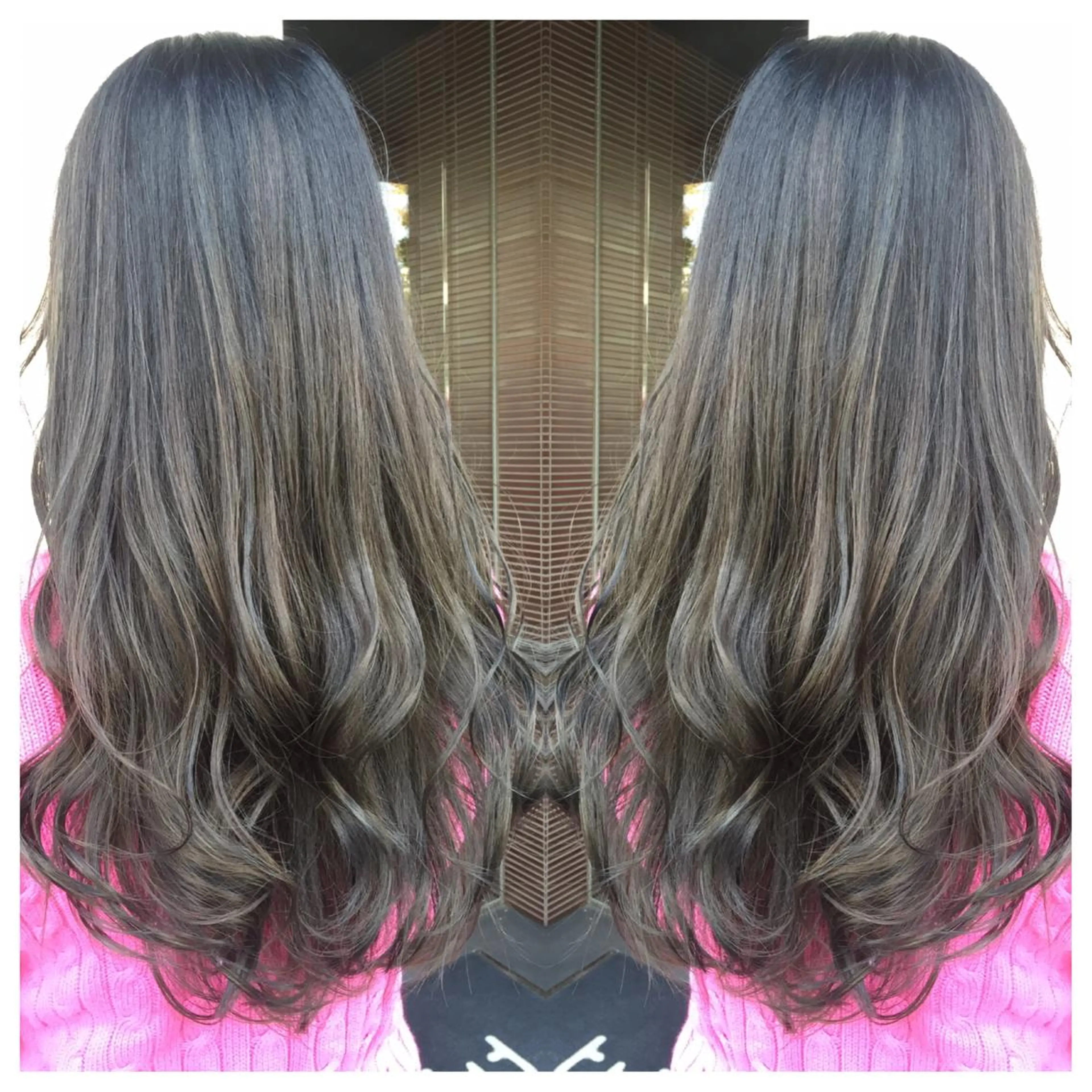 ロング カラー アッシュ バレイヤージュ レイヤーカット 髪質改善/痛ませ ないカラー/西村航大のヘアスタイル