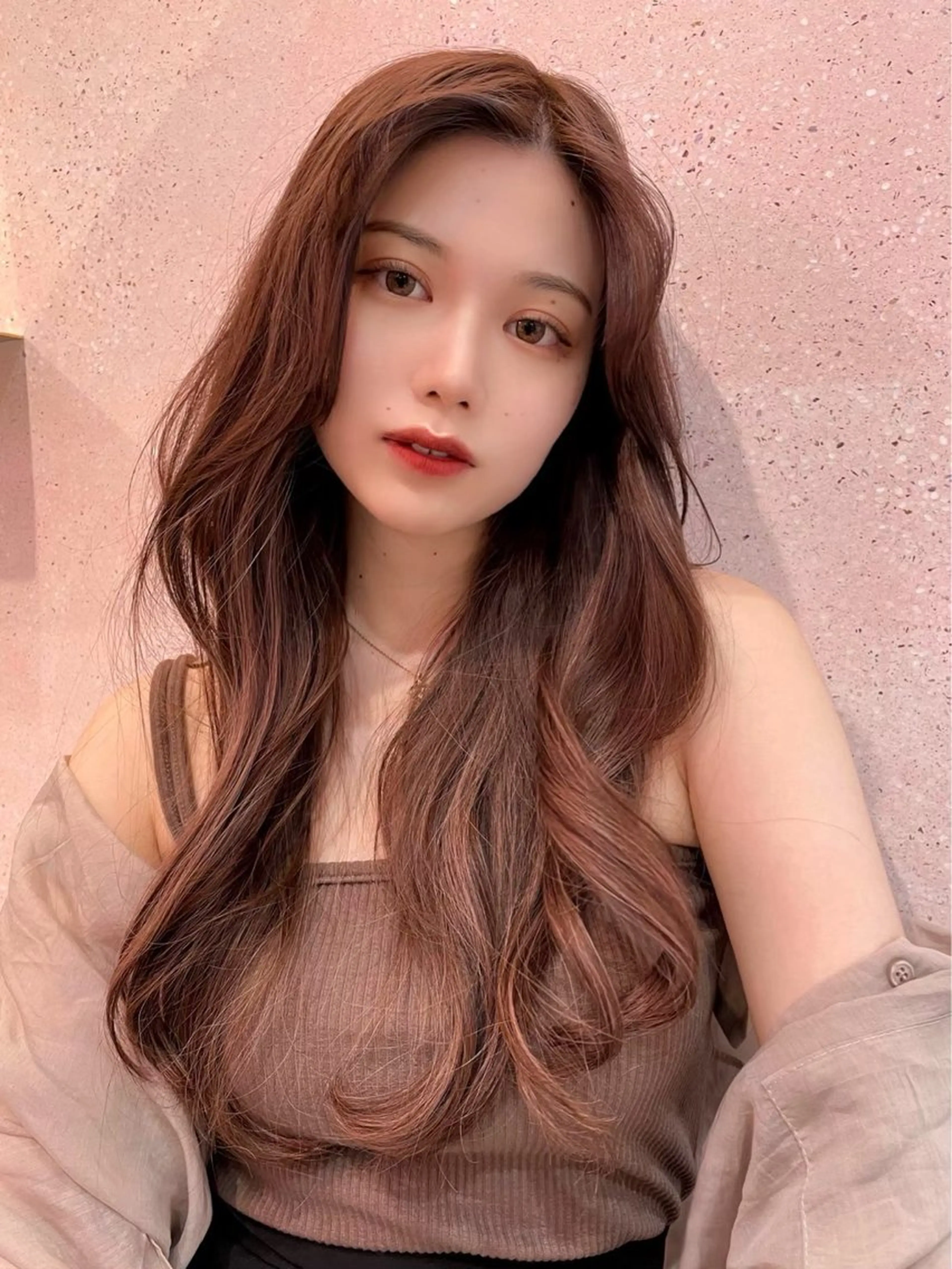 ロング カット ヘアカラー トリートメント 新宿/韓国レイヤー/ 顔周りカット松本美晴のヘアスタイル